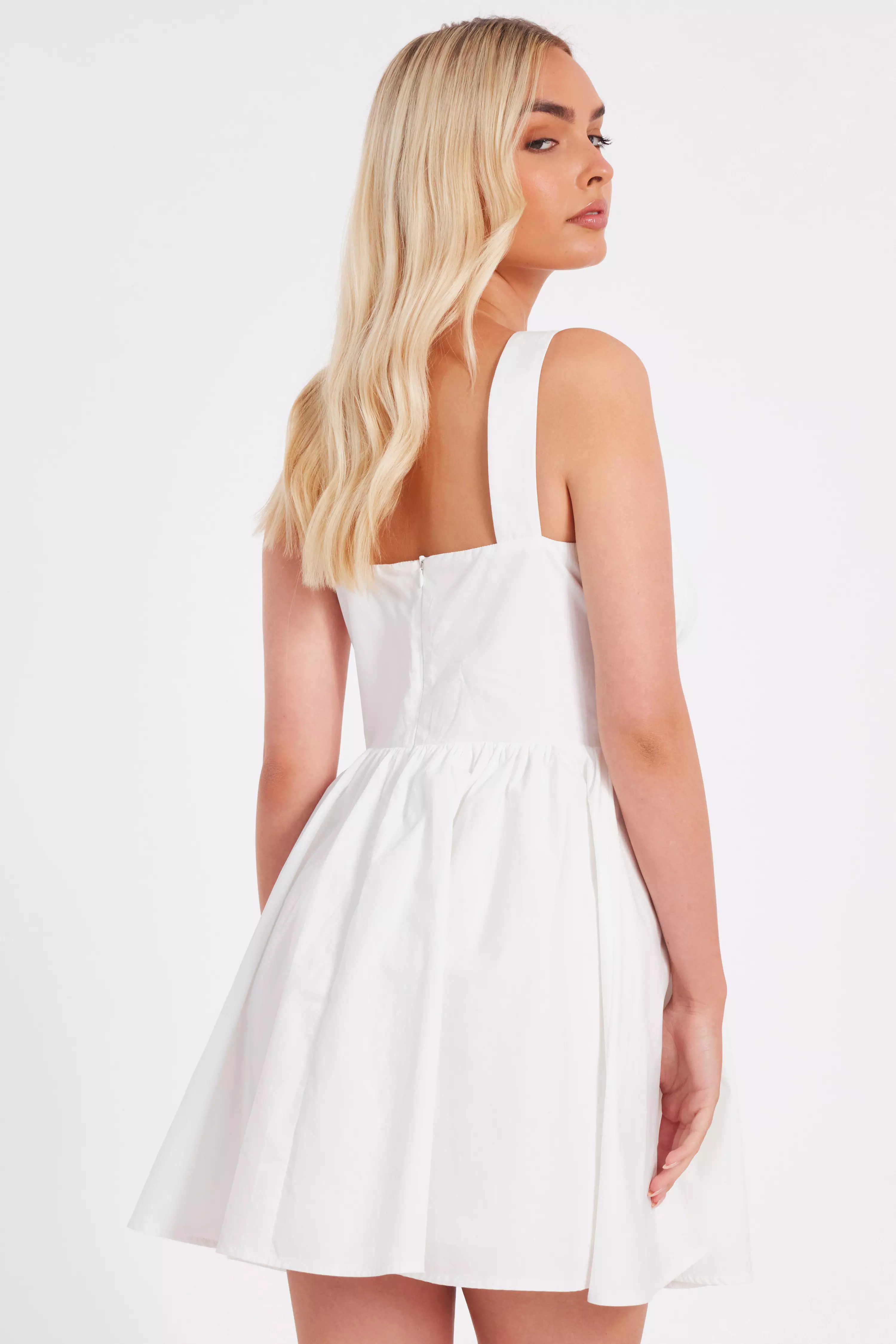 White Corset Detail Skater Dress