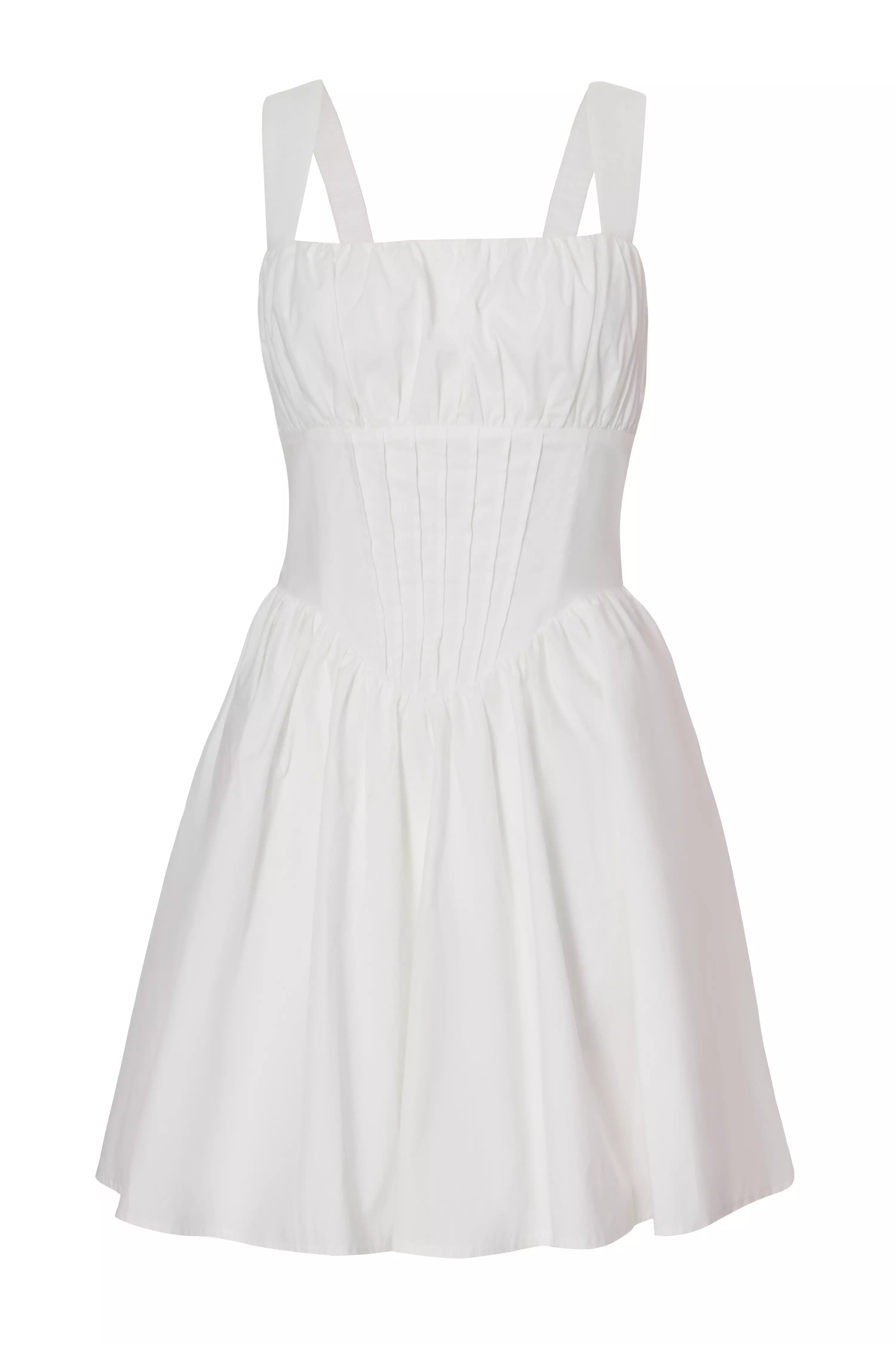 White Corset Detail Skater Dress
