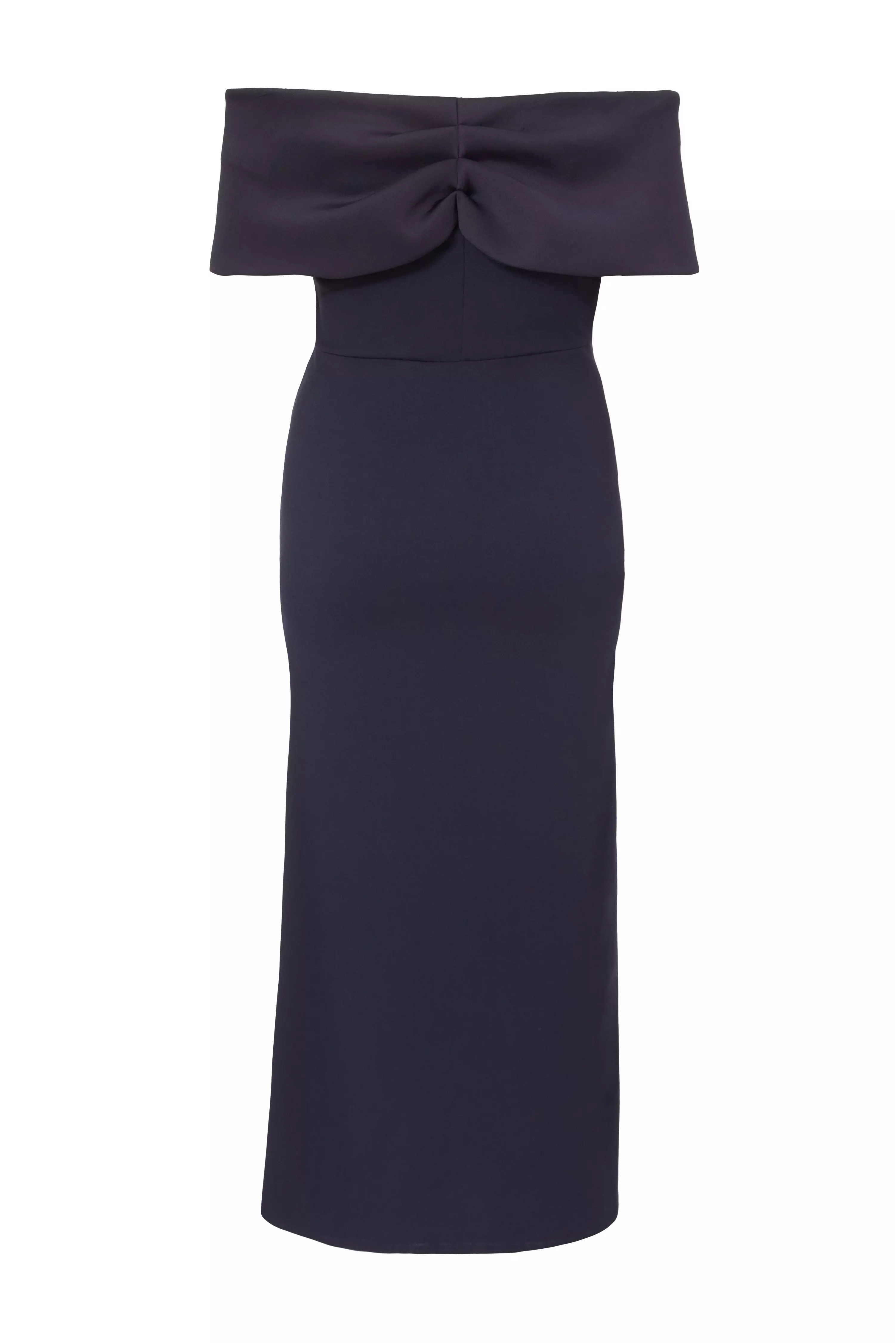 Curve Navy Bardot Maxi Dress