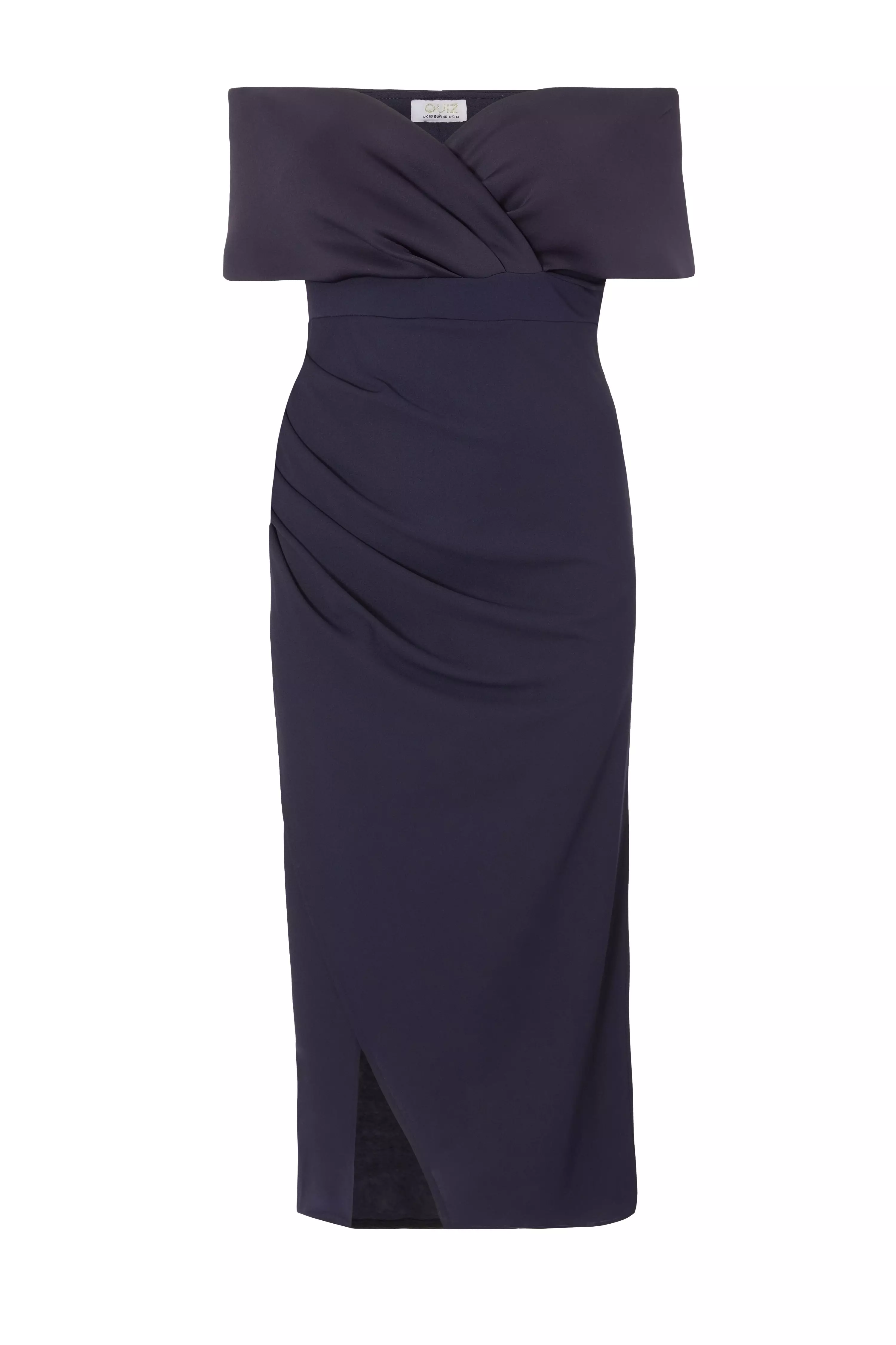Curve Navy Bardot Maxi Dress