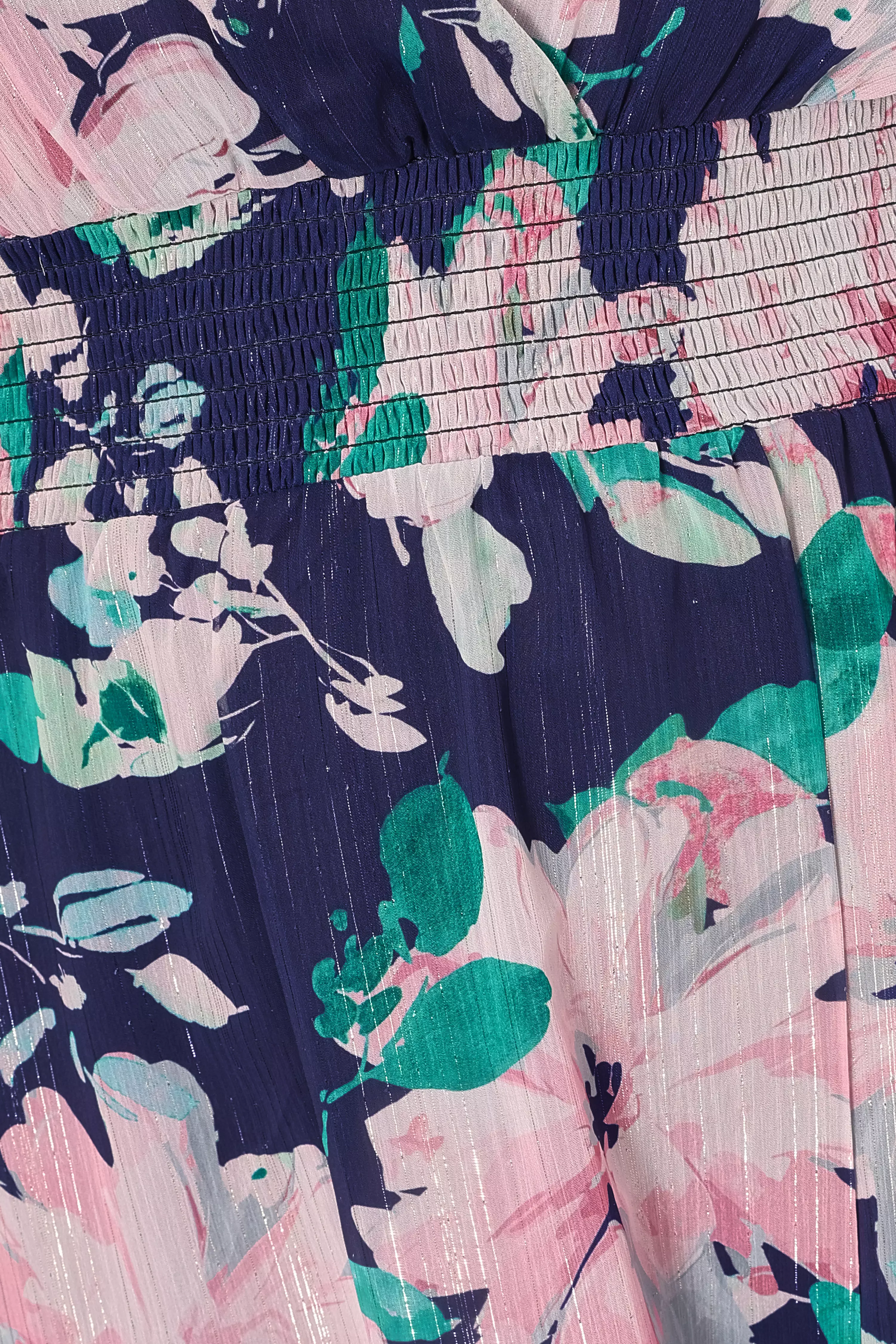 Curve Navy Floral Tiered Midi Dress