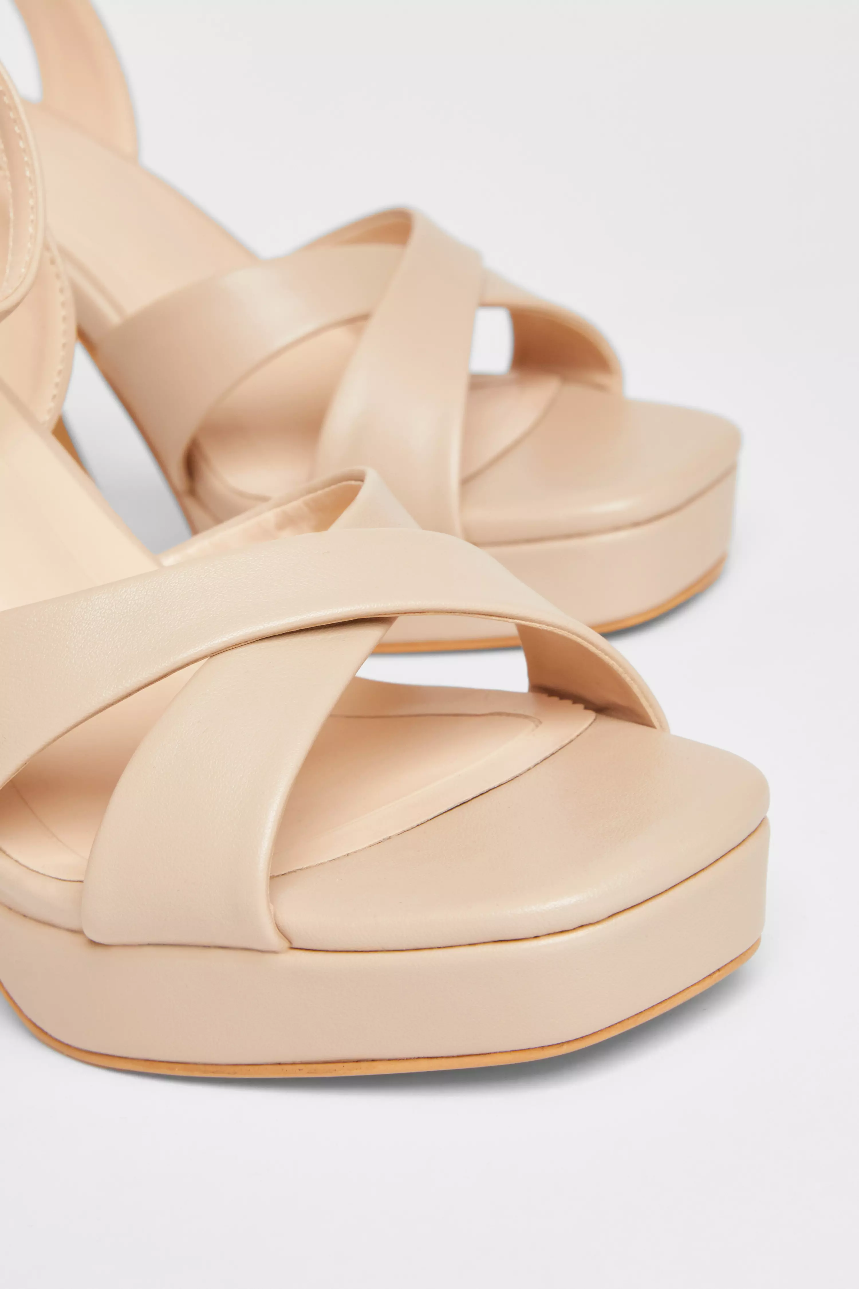Nude Faux Leather Platform Heels