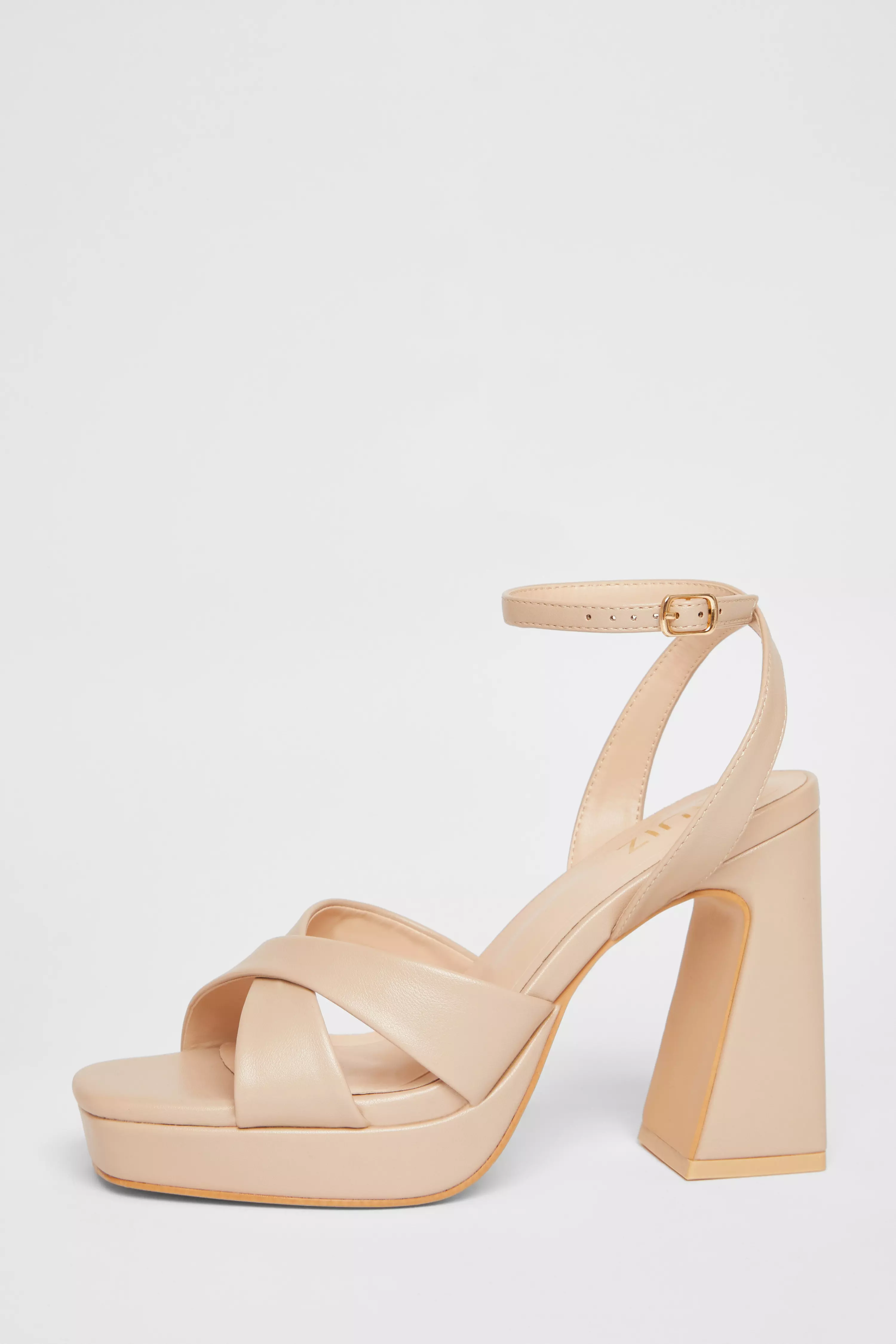 Nude Faux Leather Platform Heels