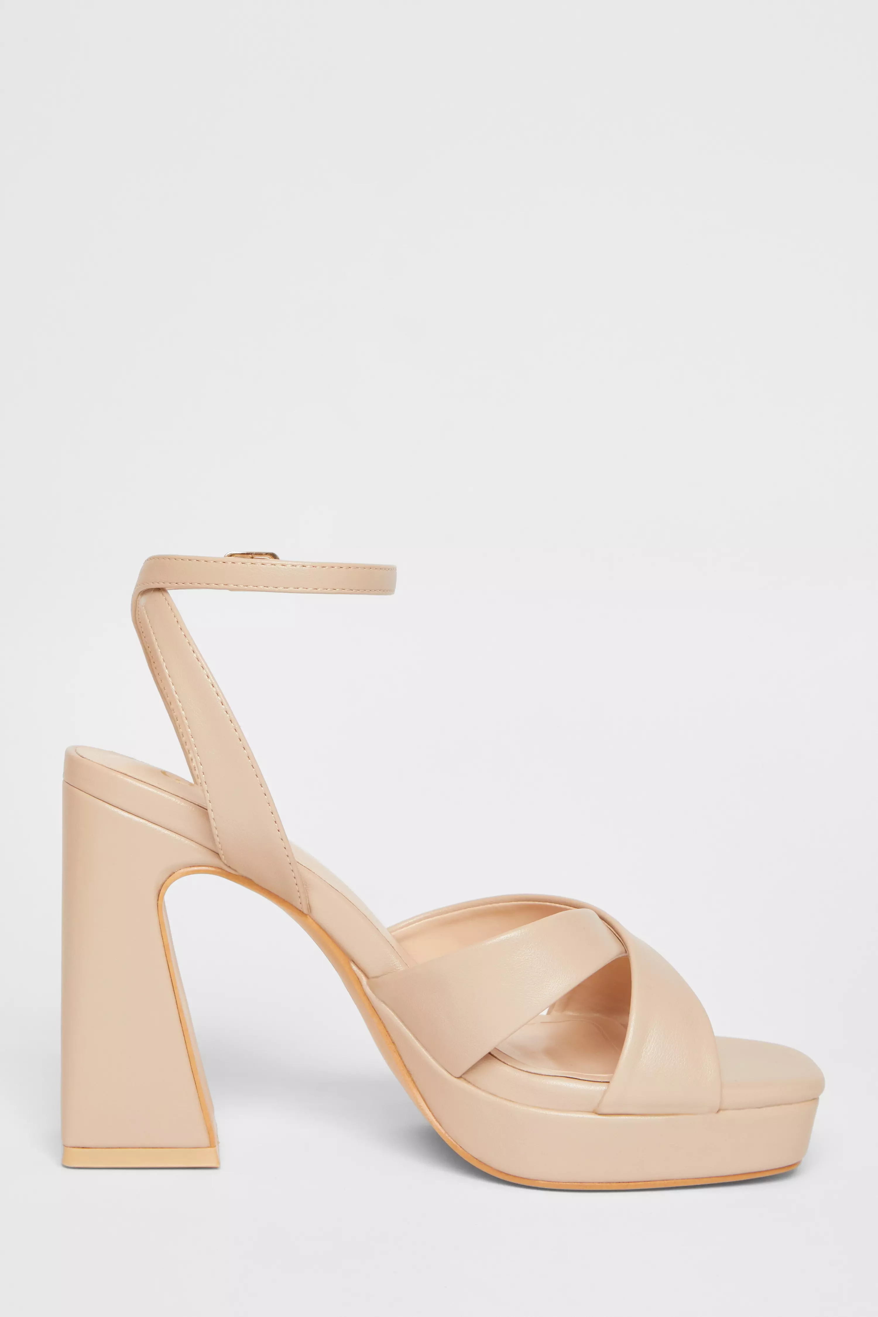 Nude Faux Leather Platform Heels