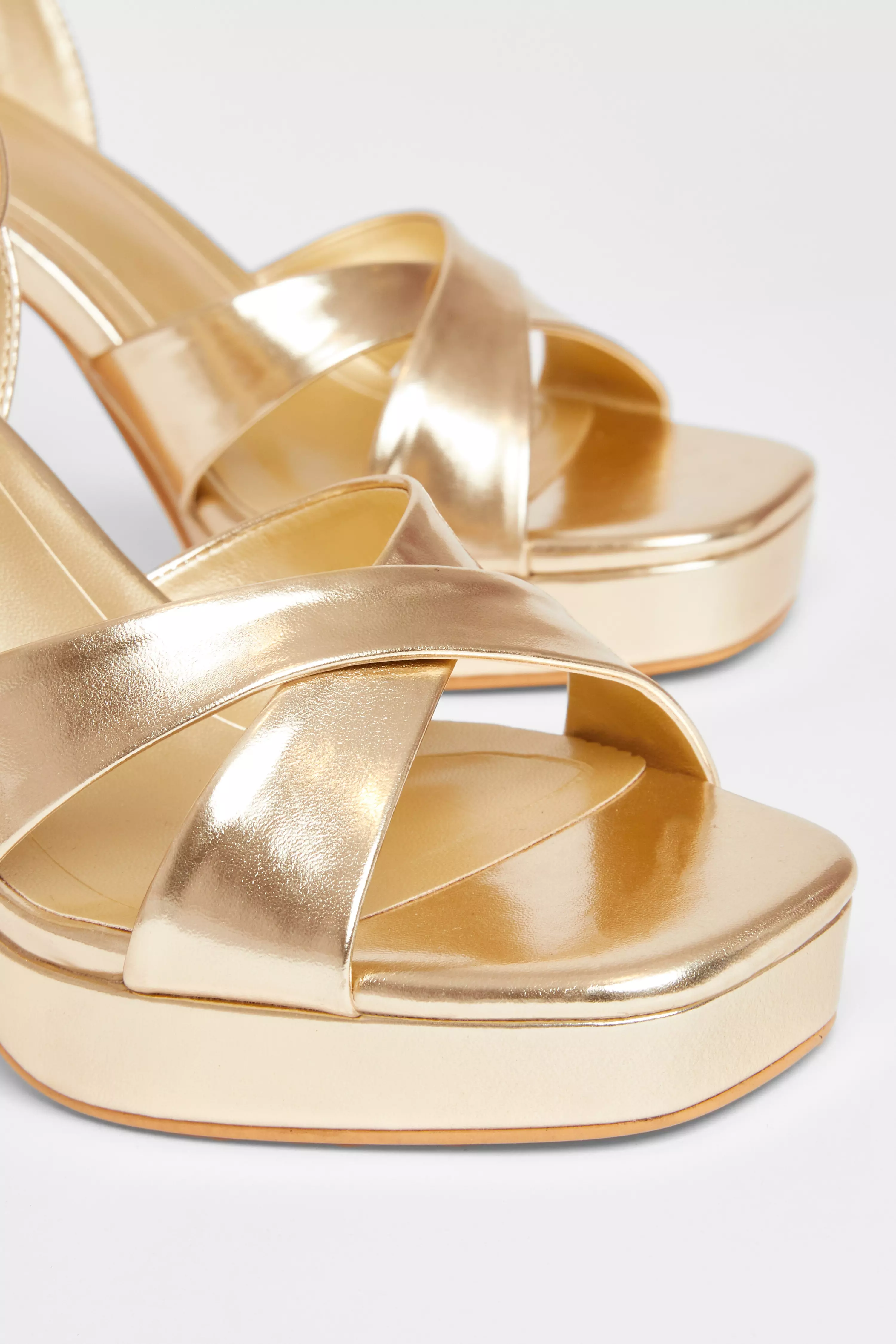 Gold Faux Leather Platform Heels