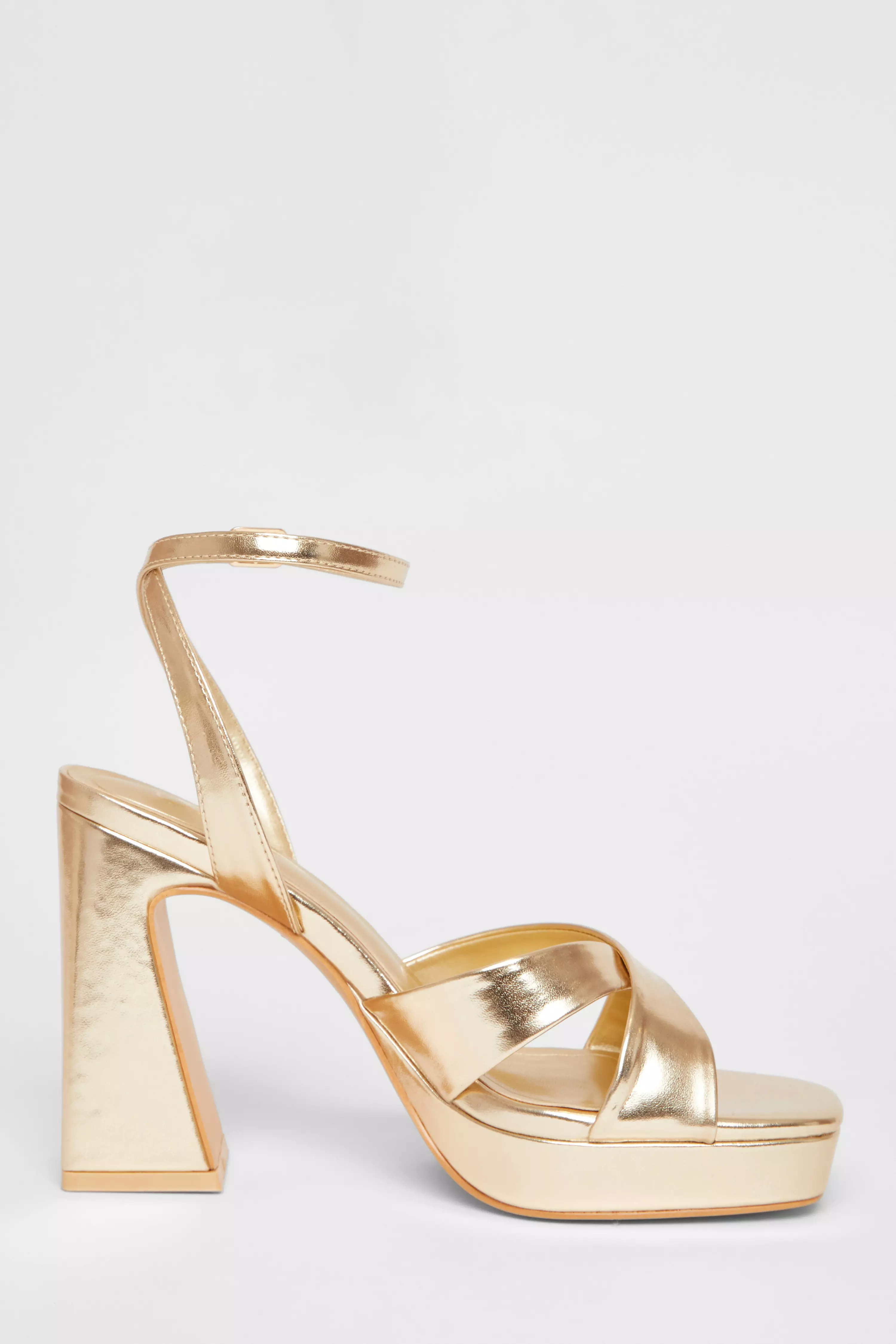 Gold Faux Leather Platform Heels
