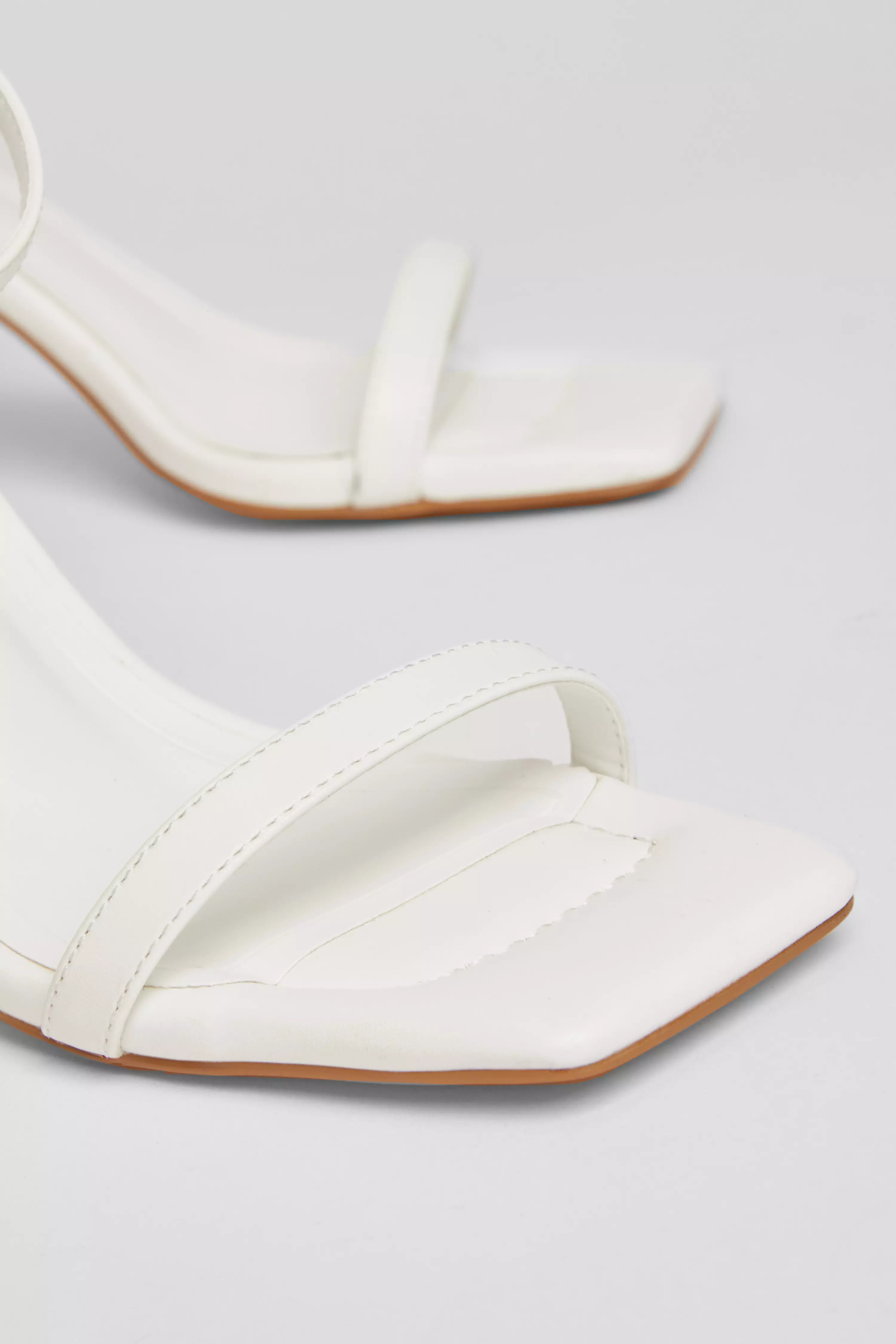 White Barely There Block Heels 