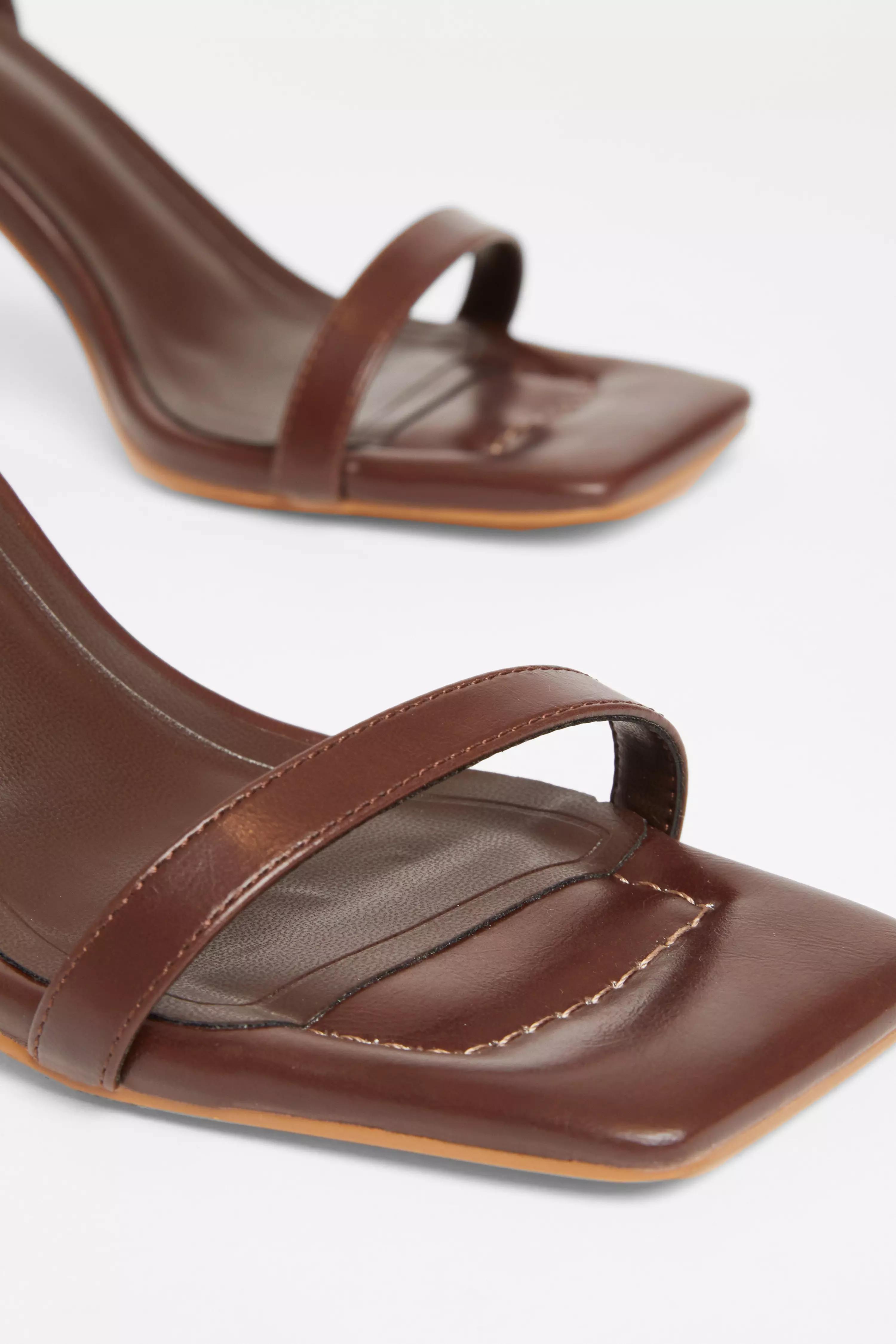 Brown Barely There Block Heels 