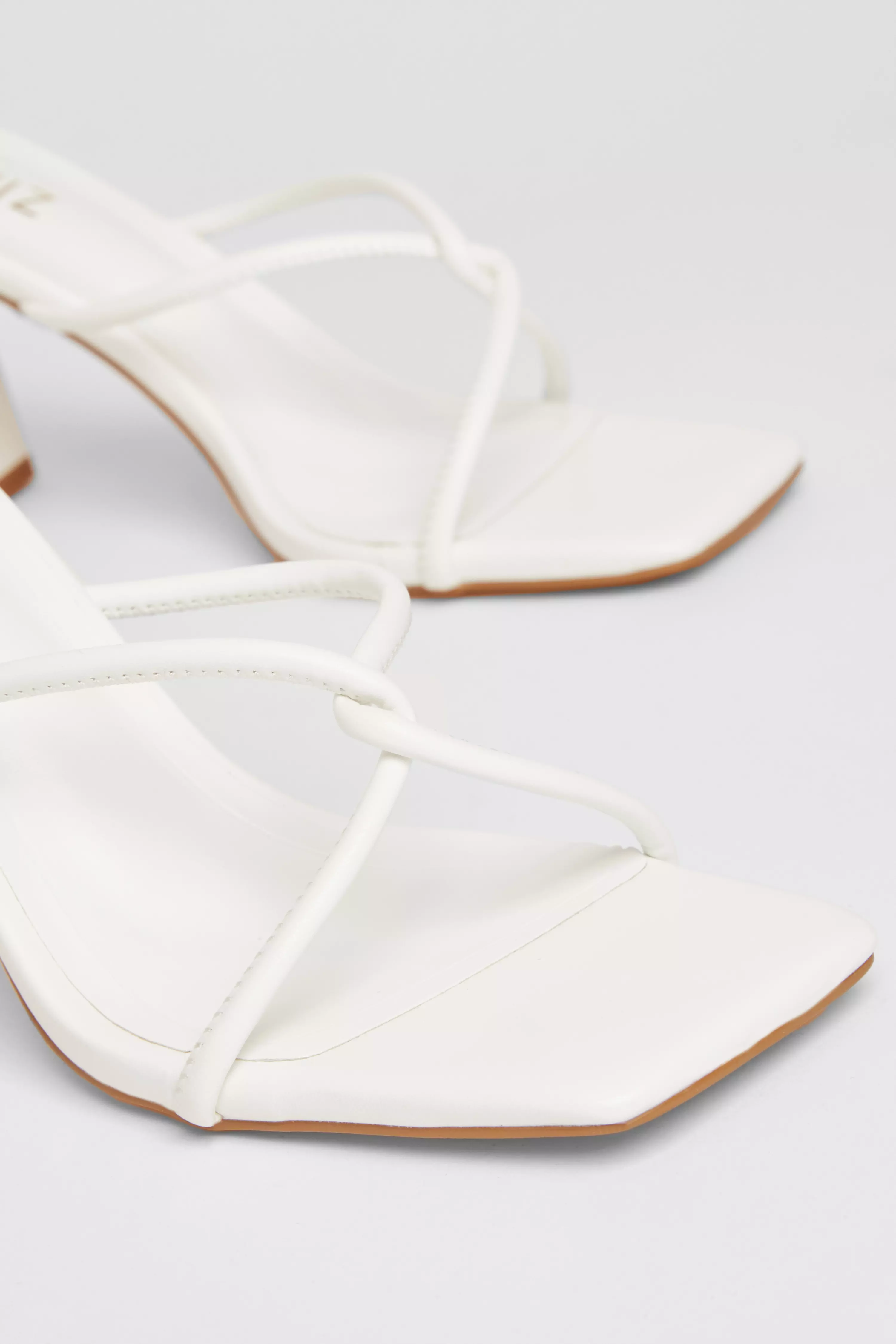 White Twist Front Strappy Block Heels