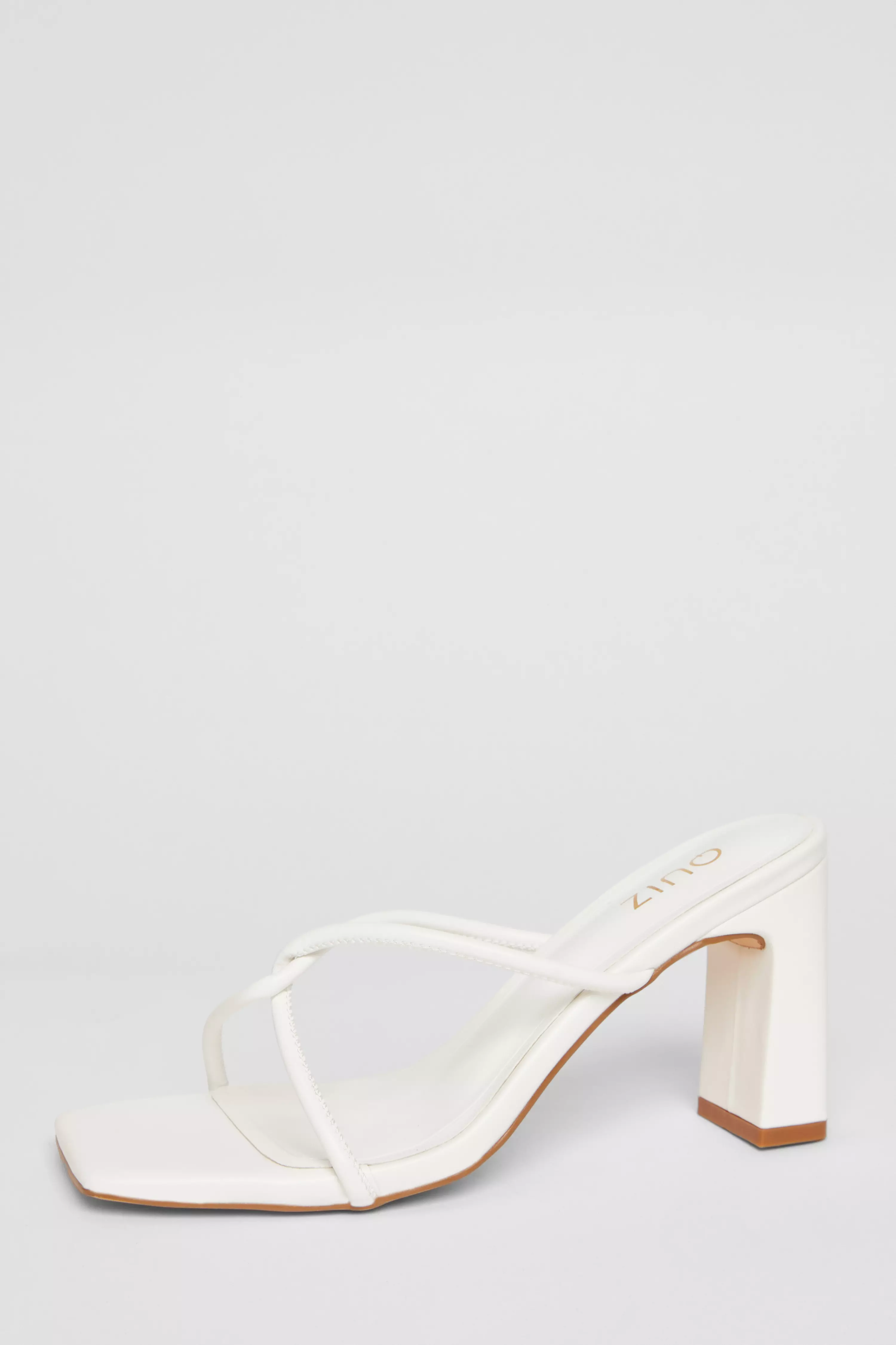 White Twist Front Strappy Block Heels