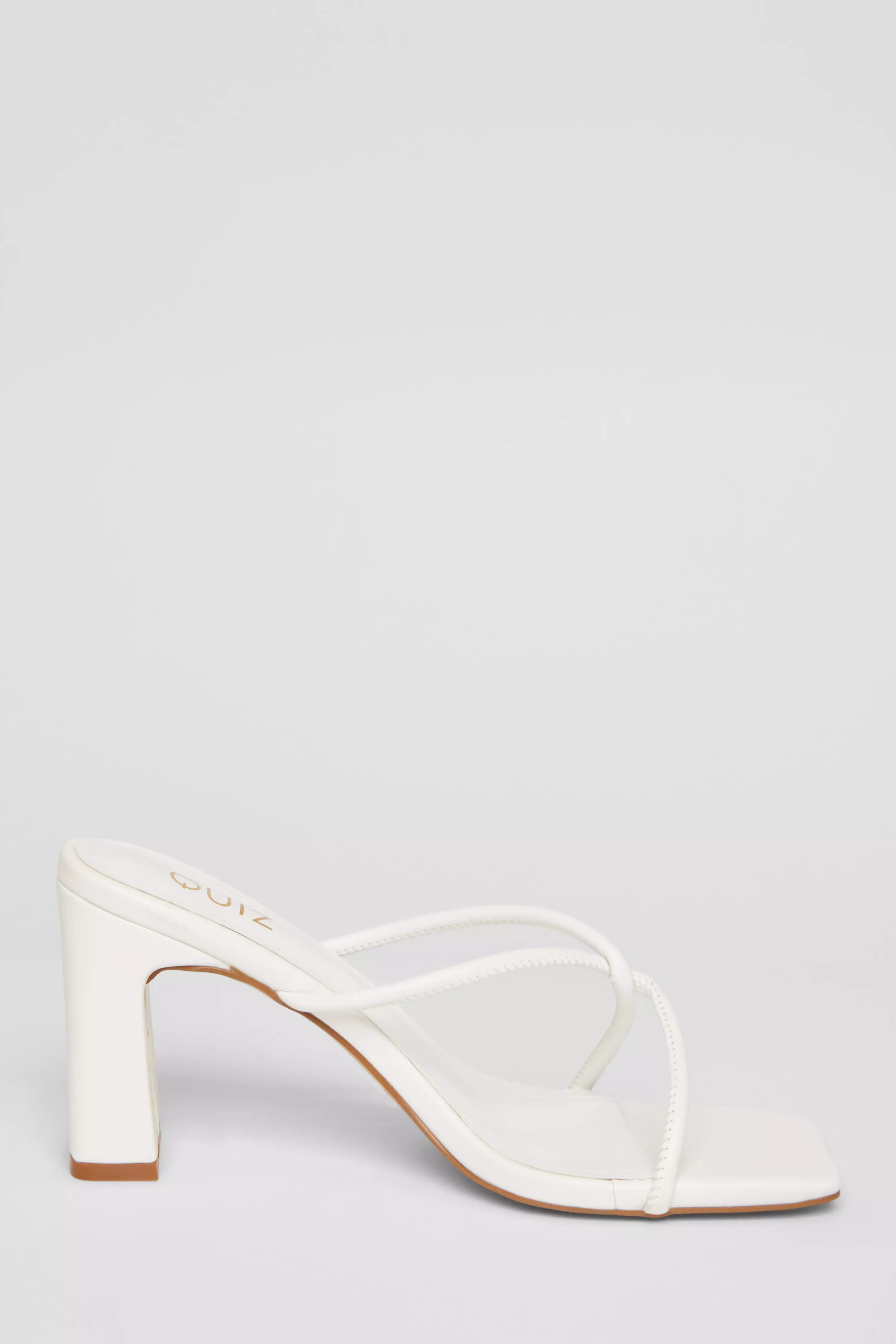 White Twist Front Strappy Block Heels