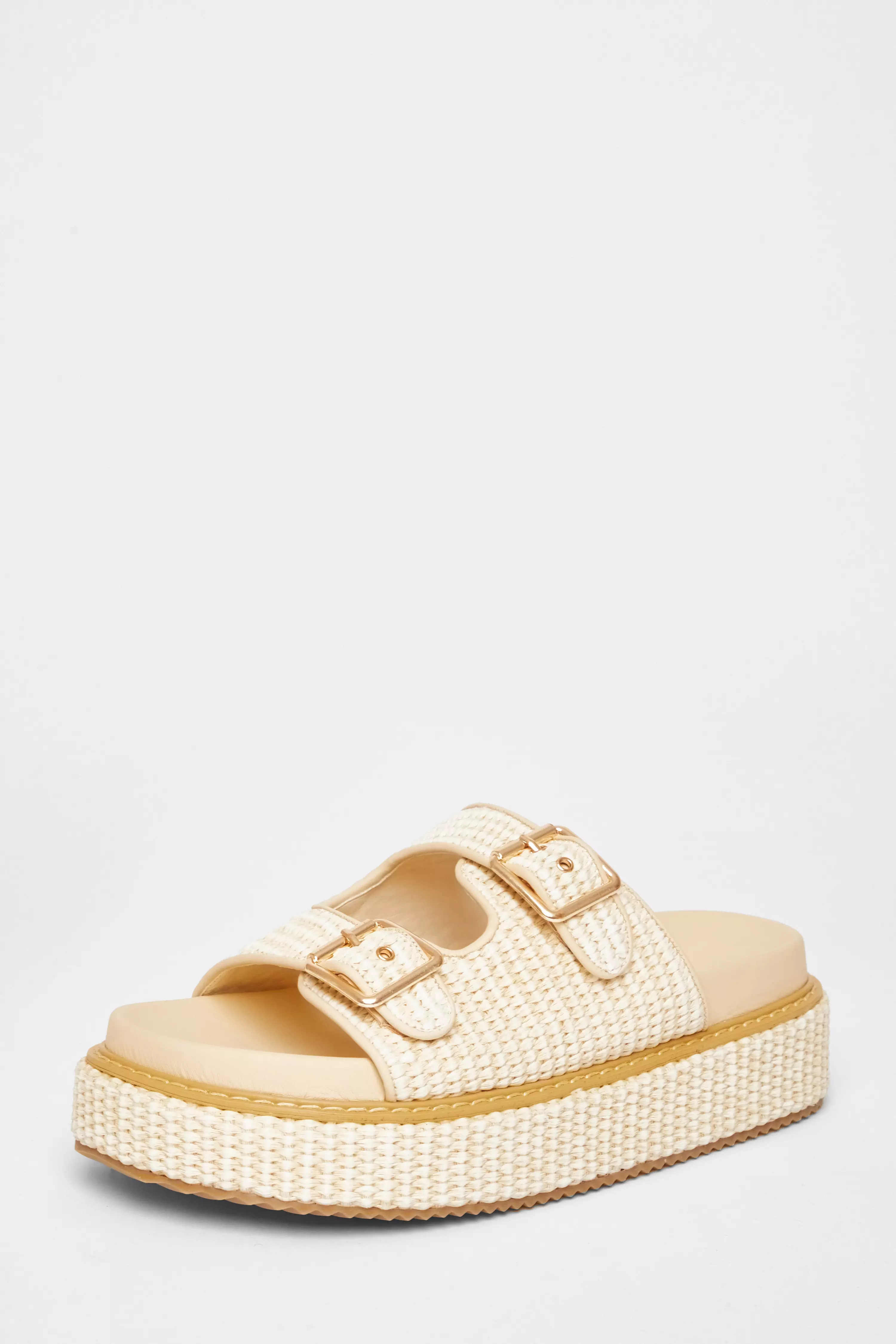 Nude Double Buckle Flatform