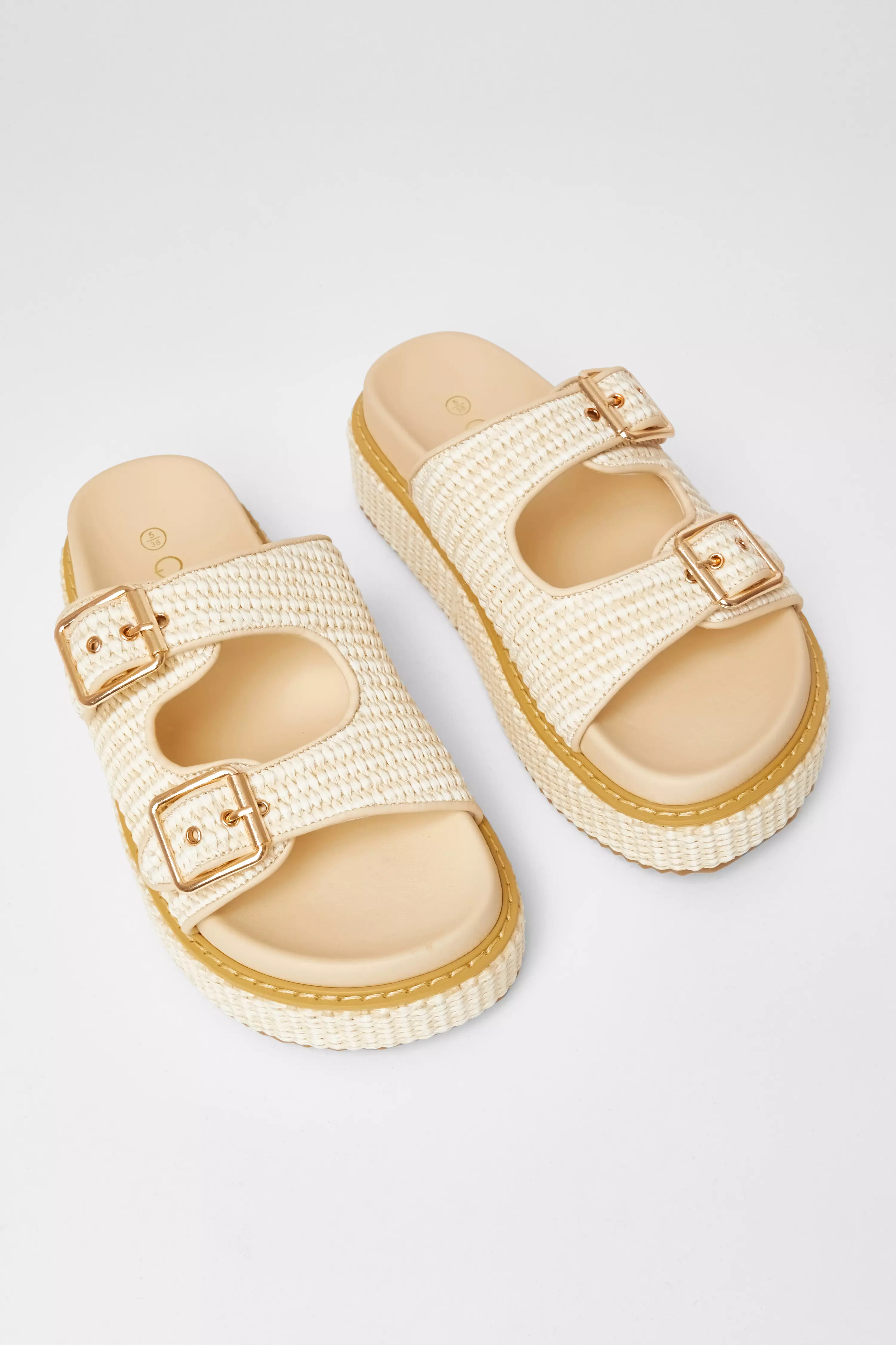 Nude Double Buckle Flatform