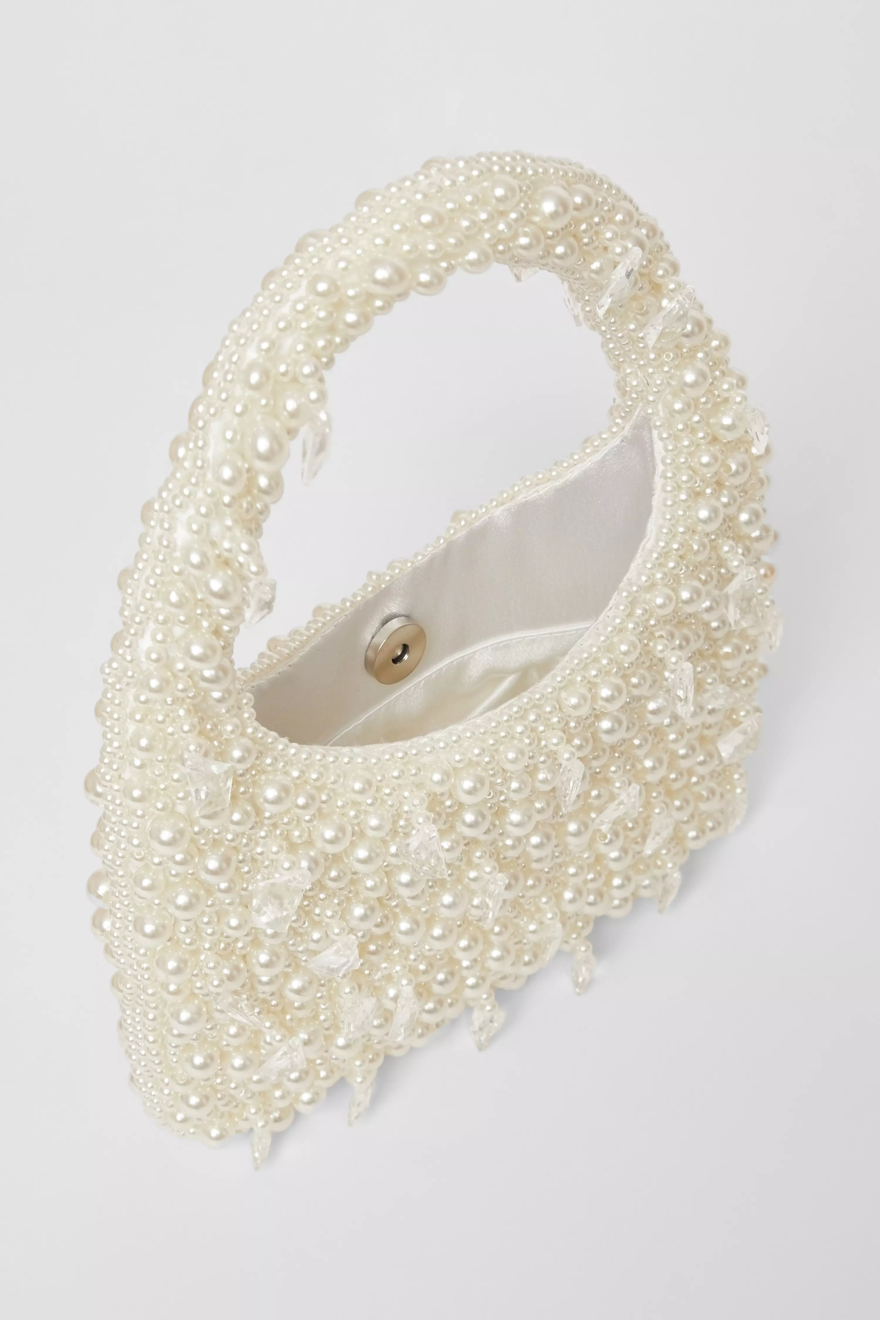 White Pearl Top Handle Bag