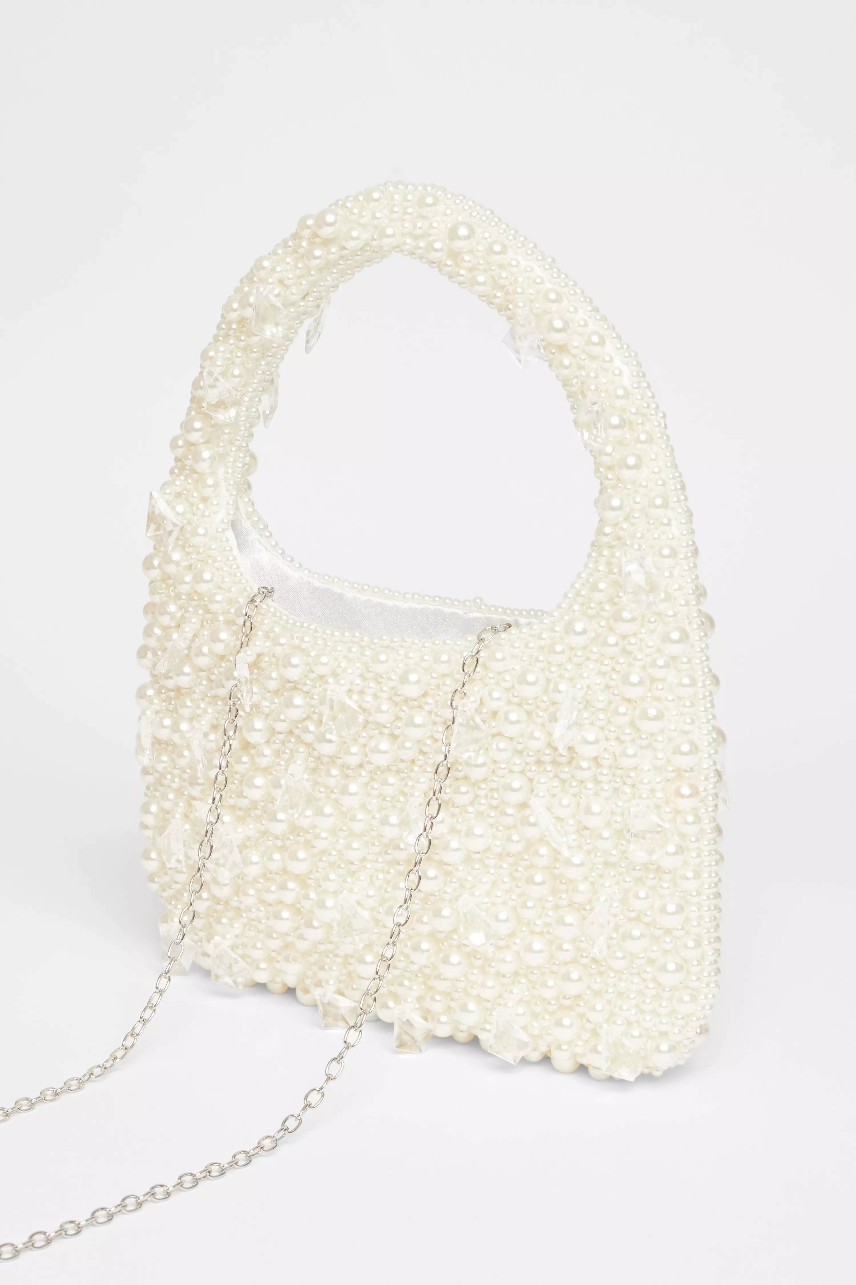 White Pearl Top Handle Bag