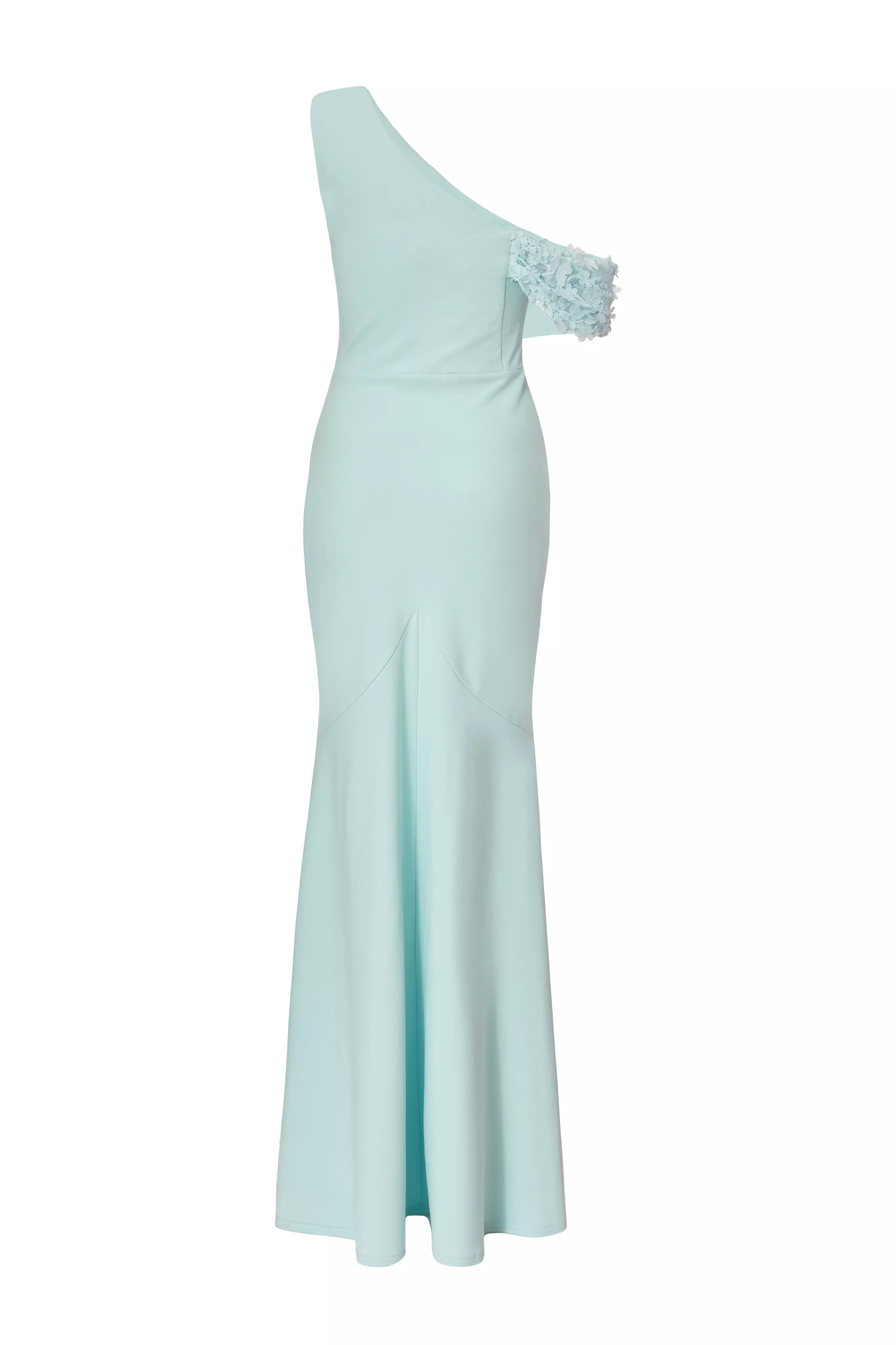 Light Blue Floral Ruched Maxi Dress