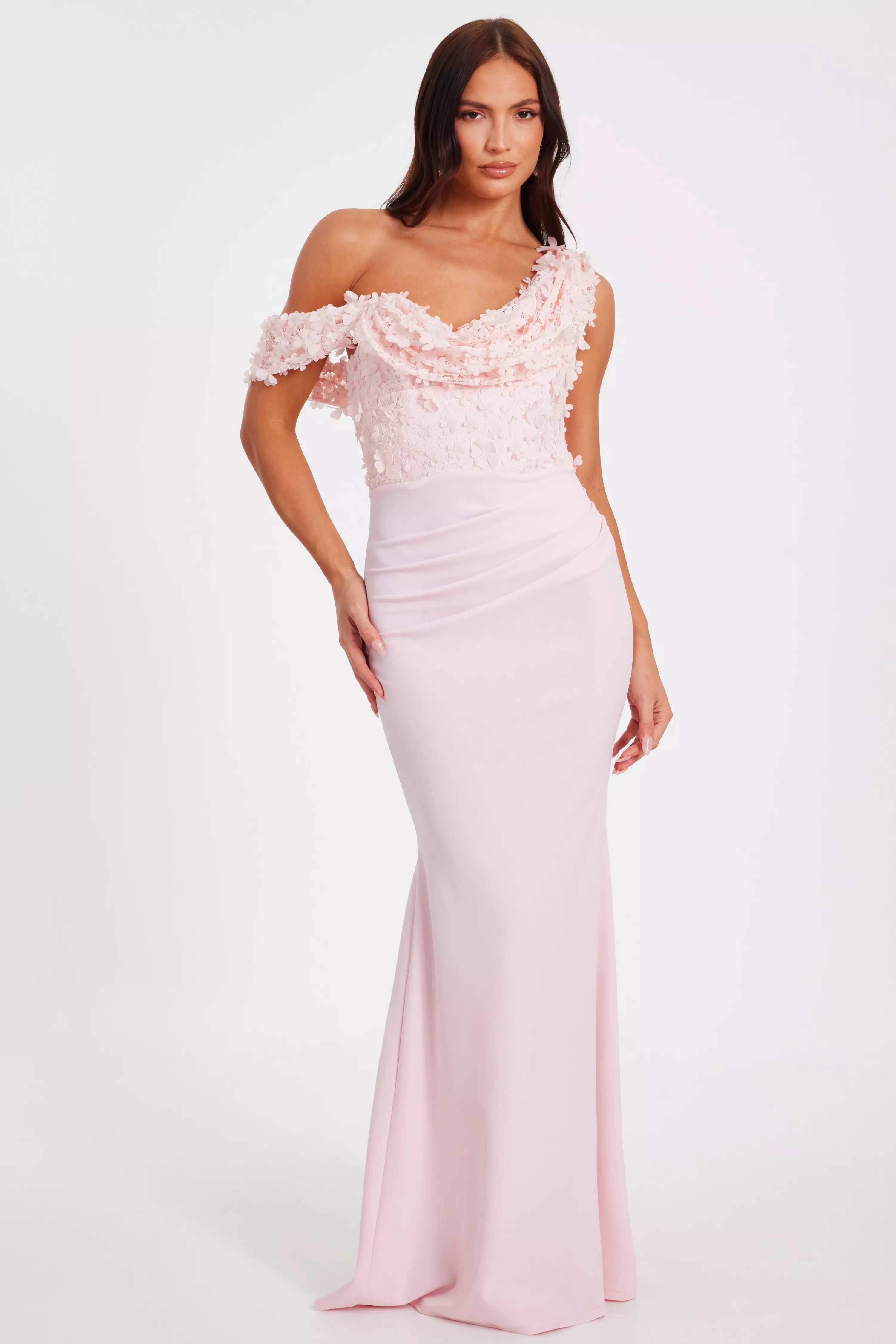 Pink Floral Drop Sleeve Maxi Dress