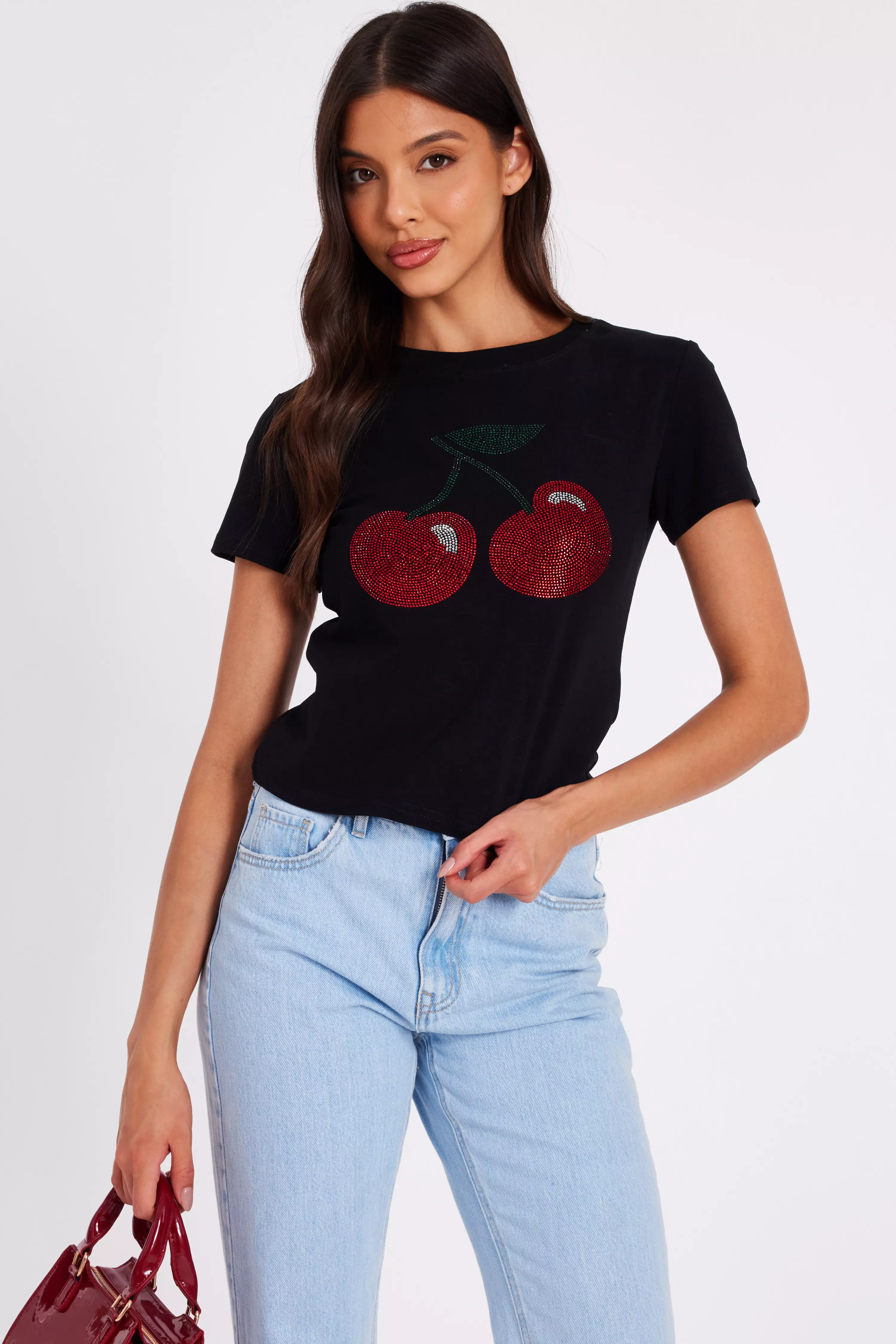 Black Diamante Cherry Top