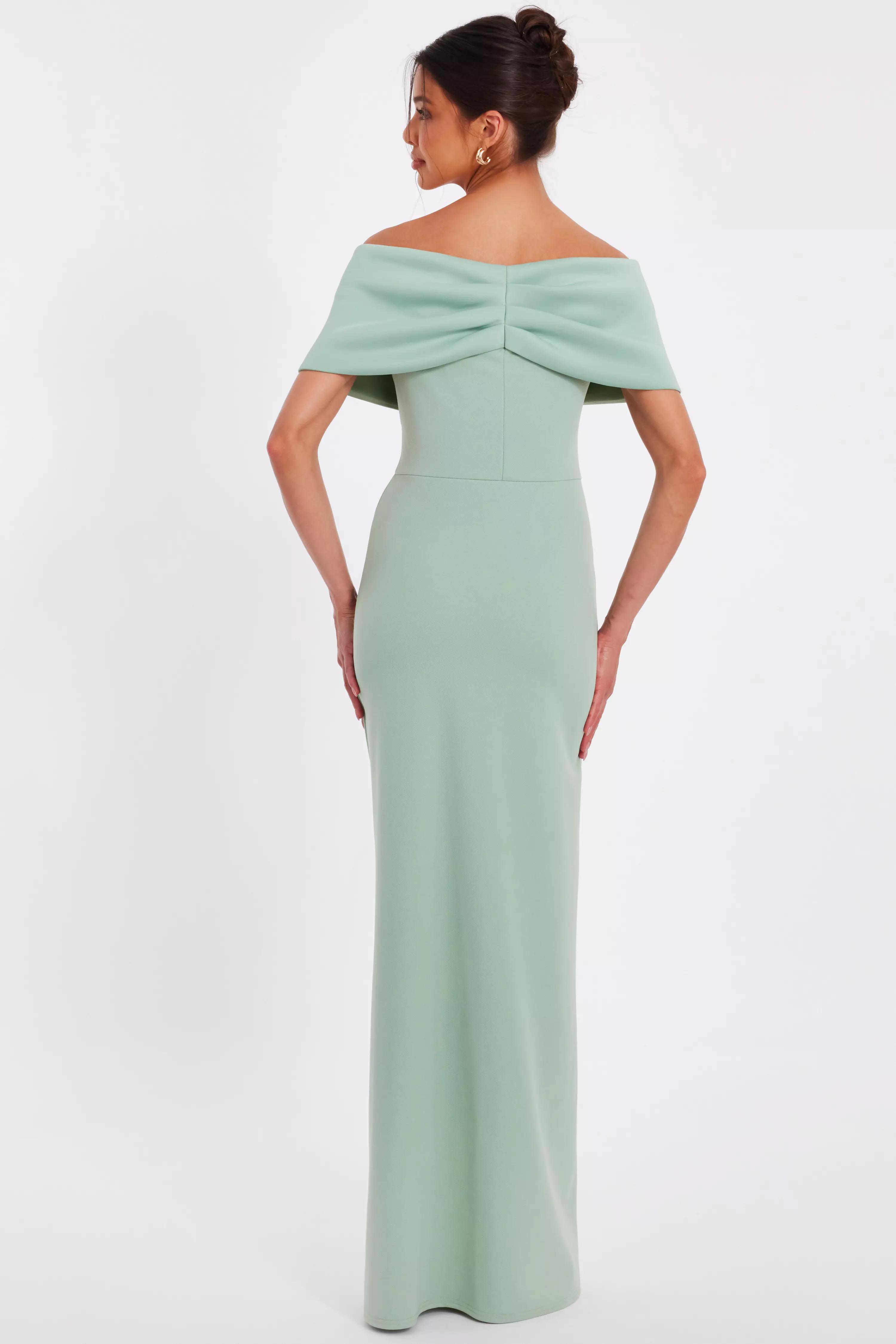 Sage Bardot Wrap Maxi Dress