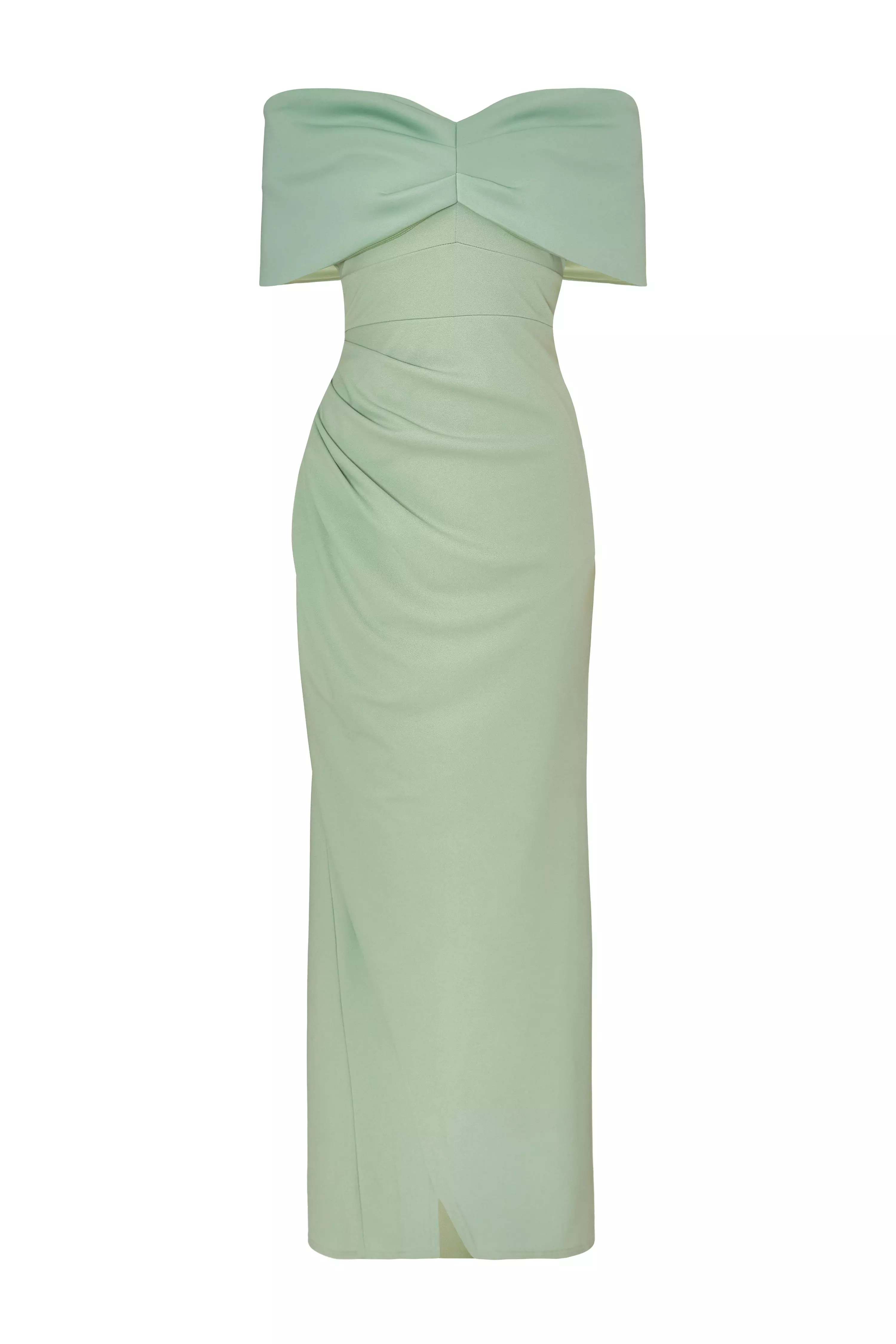 Sage Bardot Wrap Maxi Dress