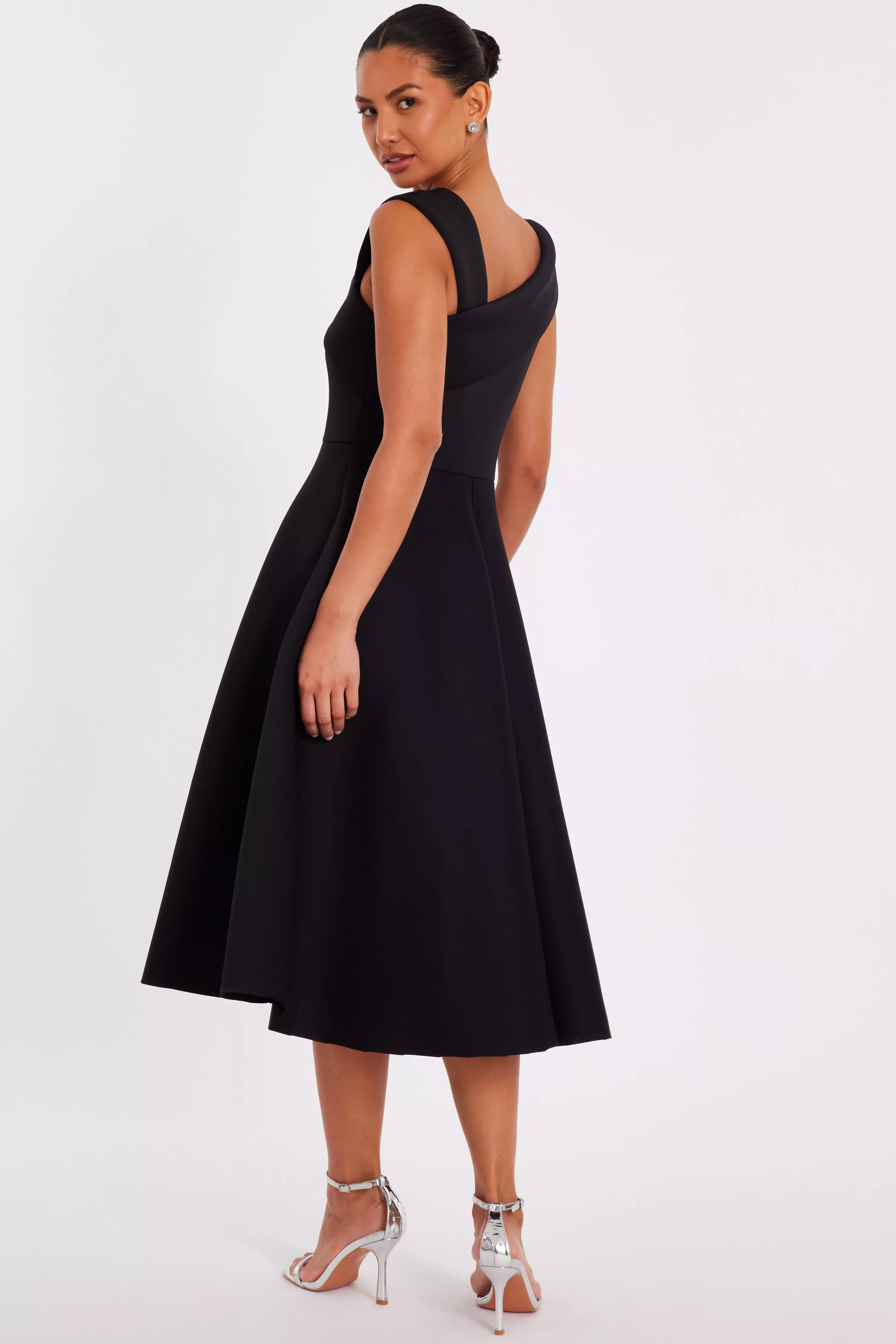 Black Asymmetric Midi Dress 