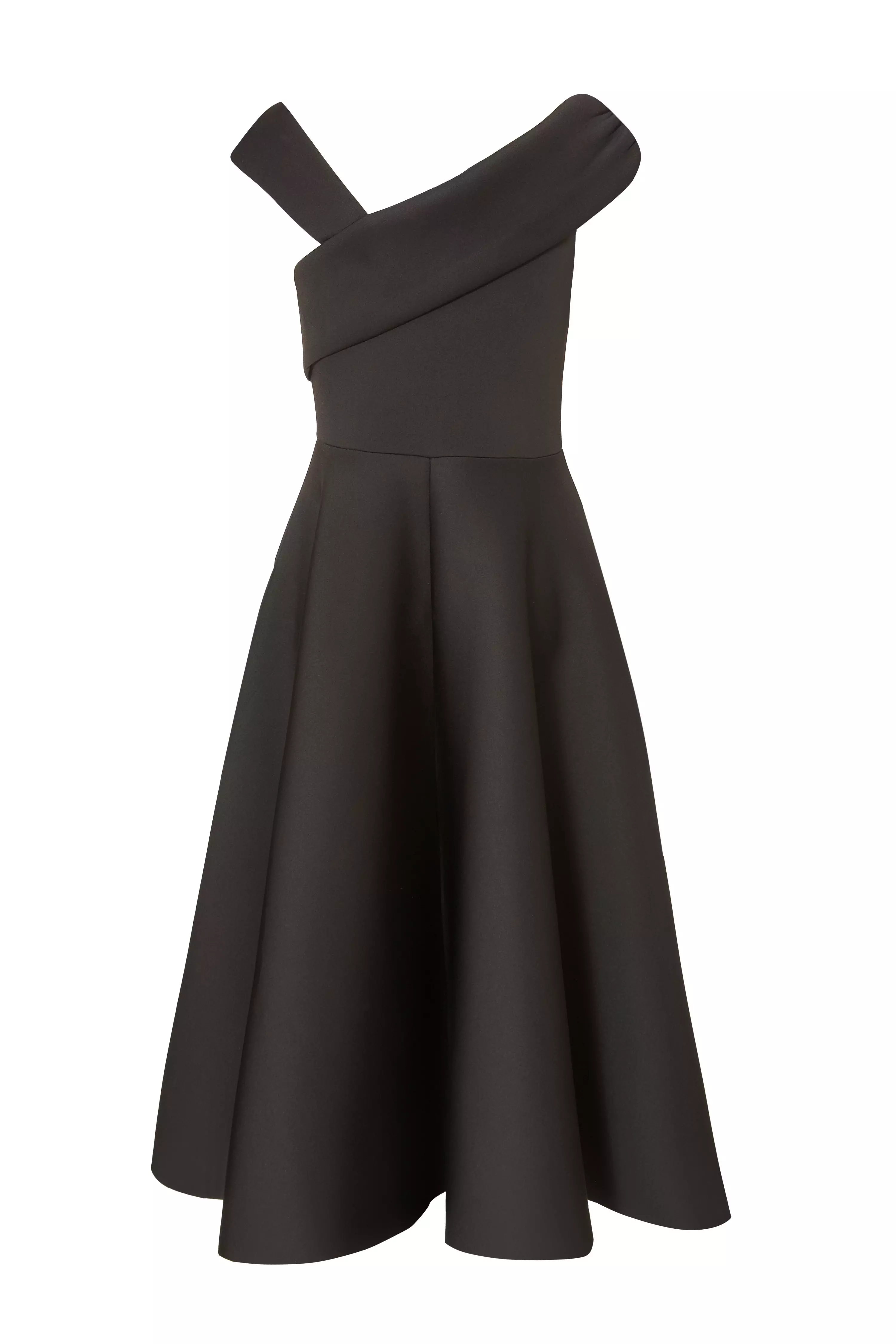 Black Asymmetric Midi Dress 