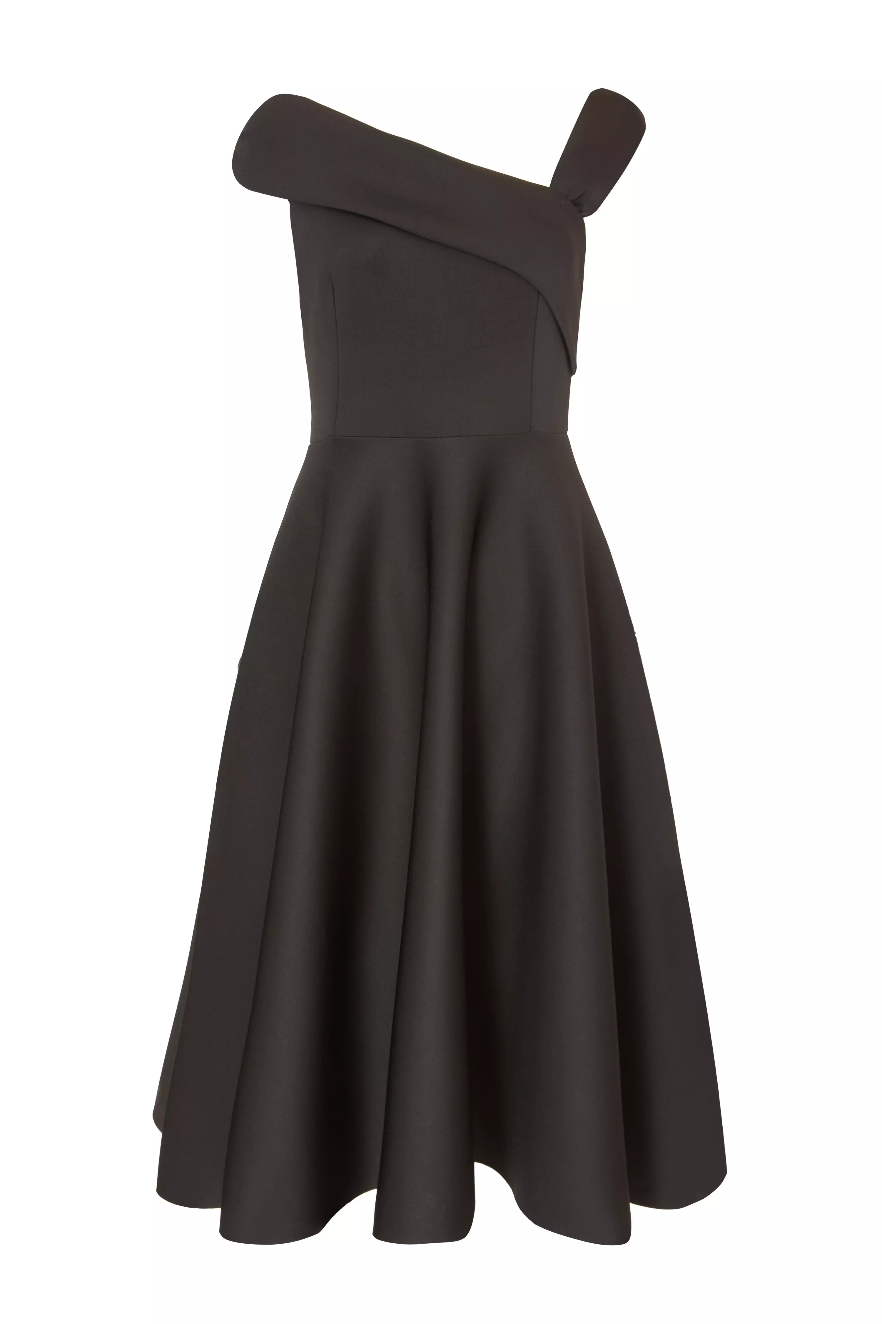 Black Asymmetric Midi Dress 
