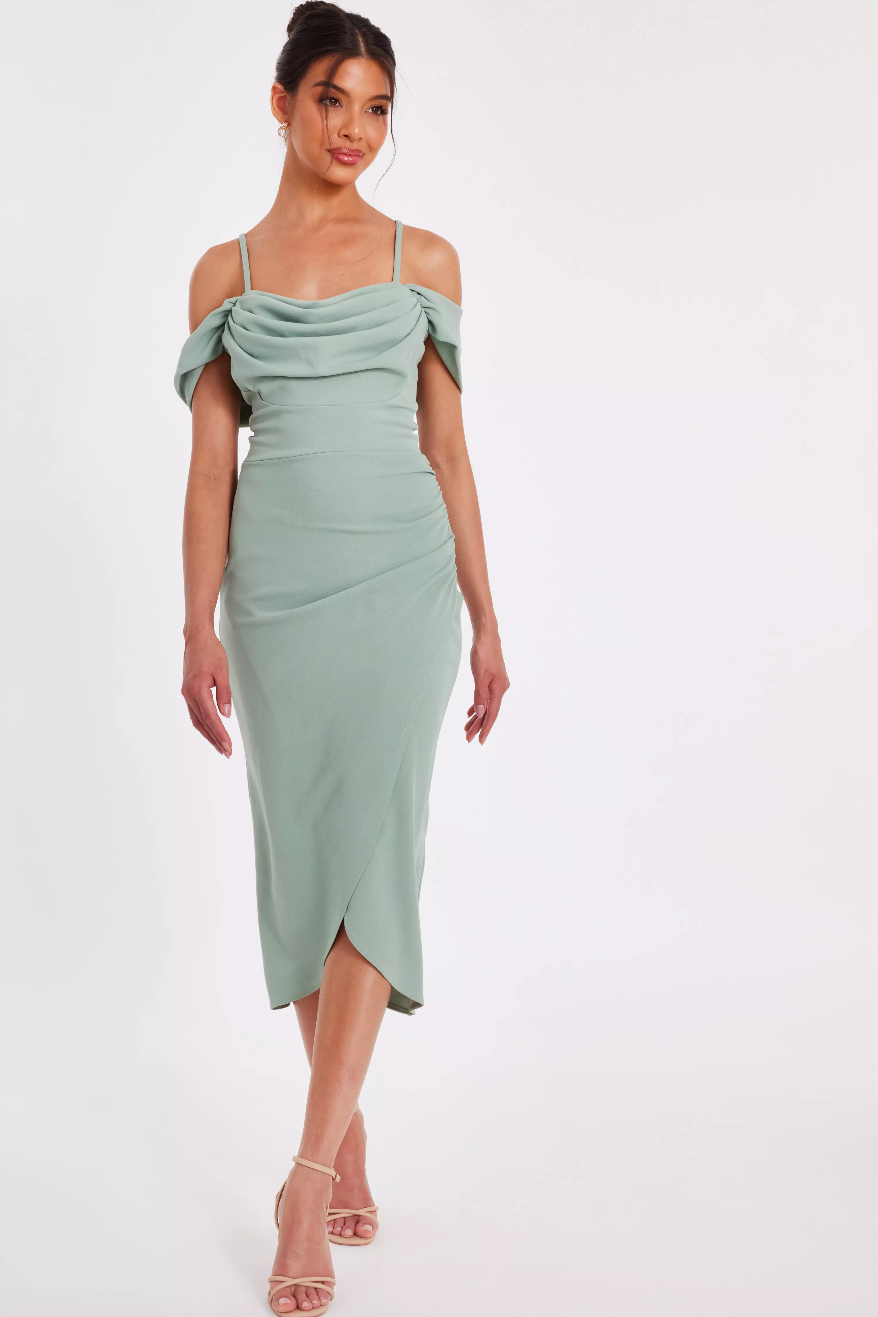 Sage Cold Shoulder Midi Dress
