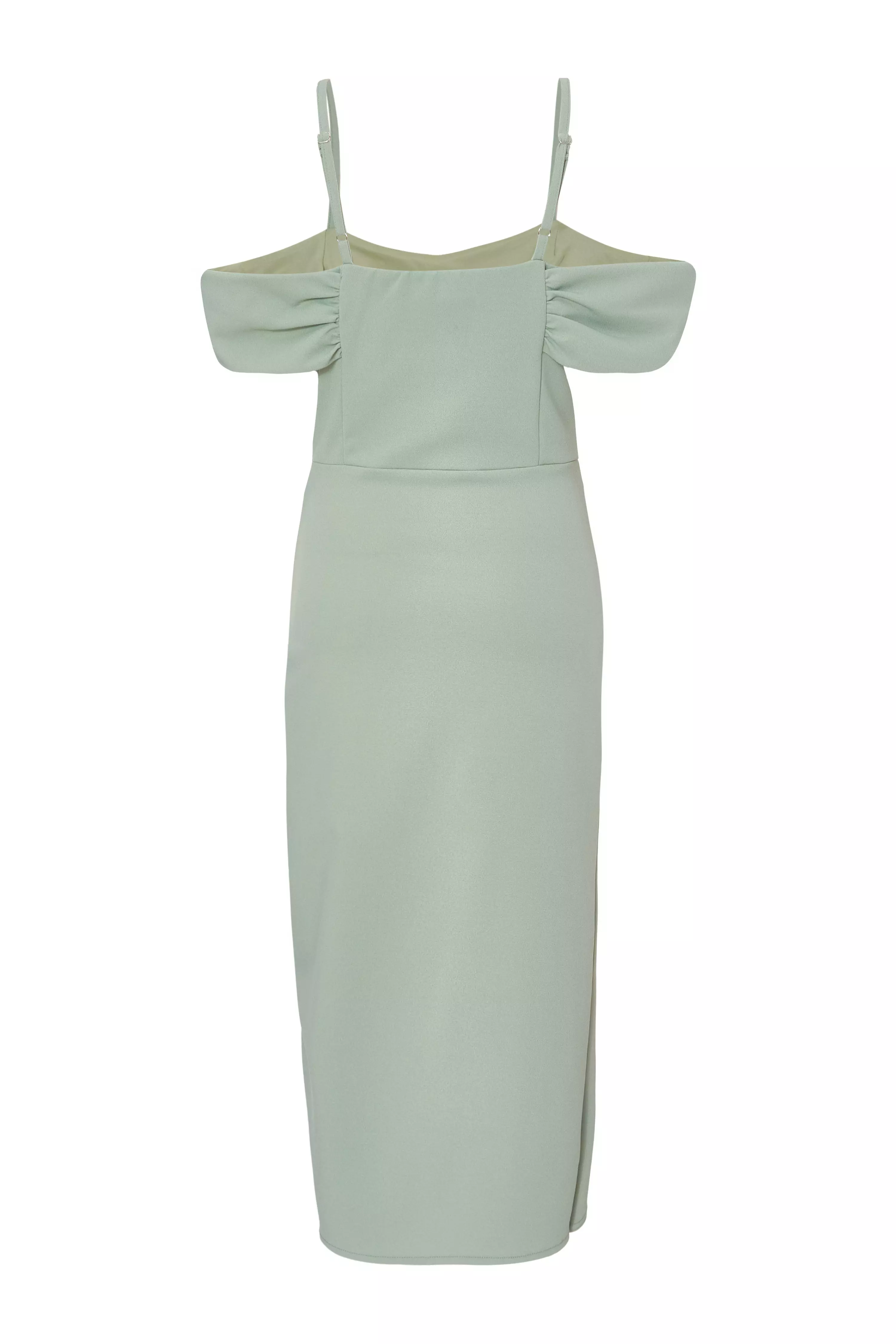 Sage Cold Shoulder Midi Dress
