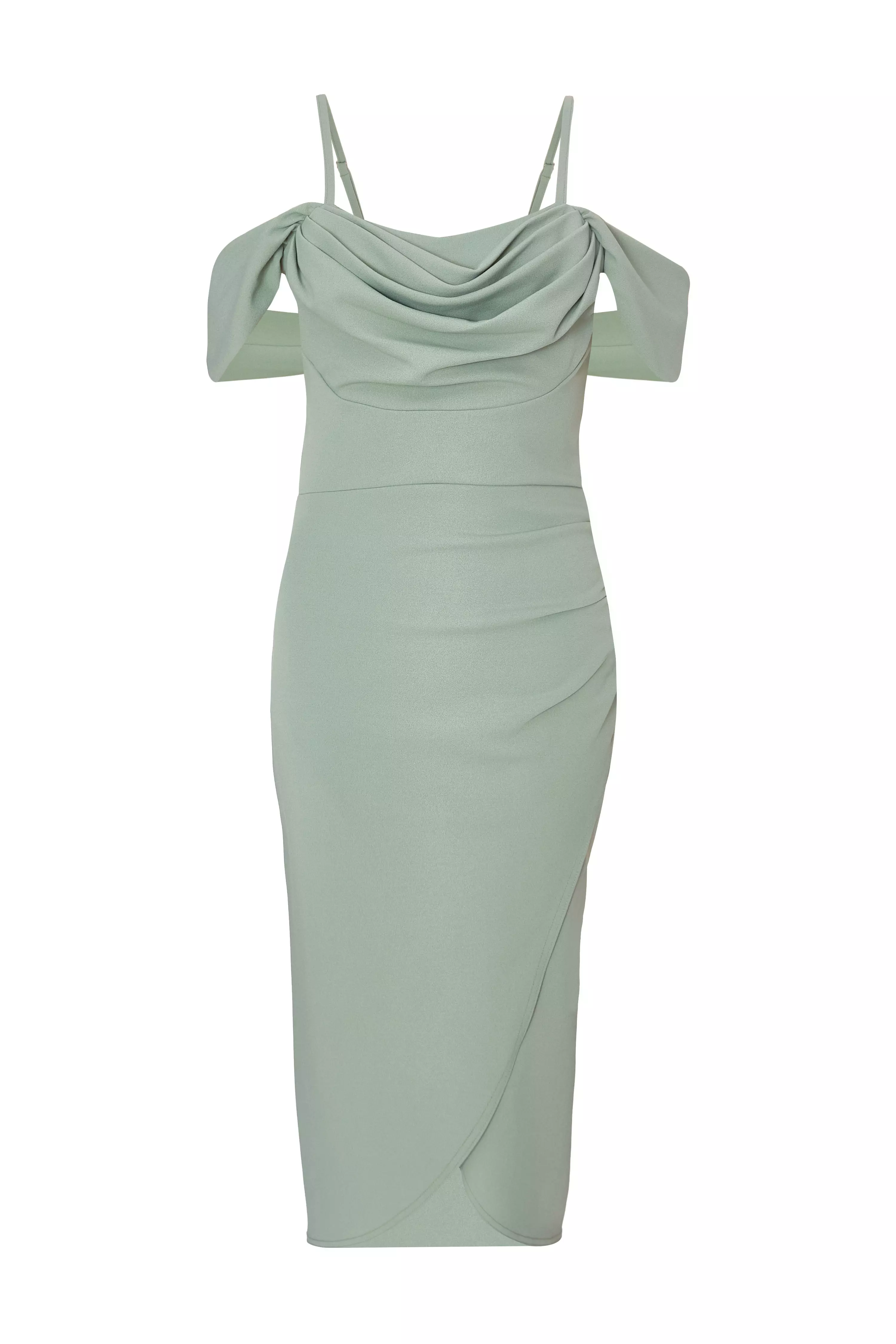 Sage Cold Shoulder Midi Dress