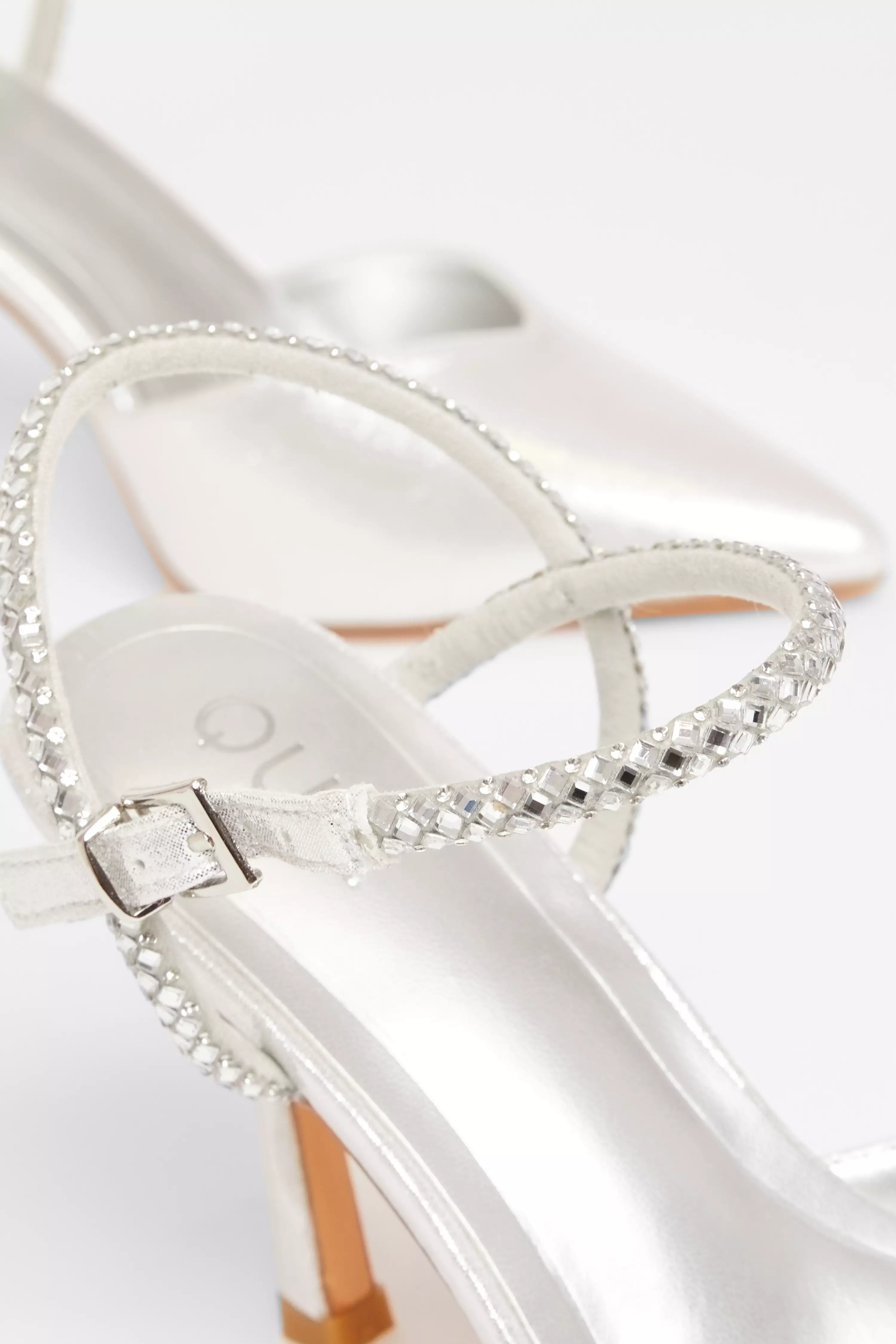 Silver Diamante Strap Court Heels