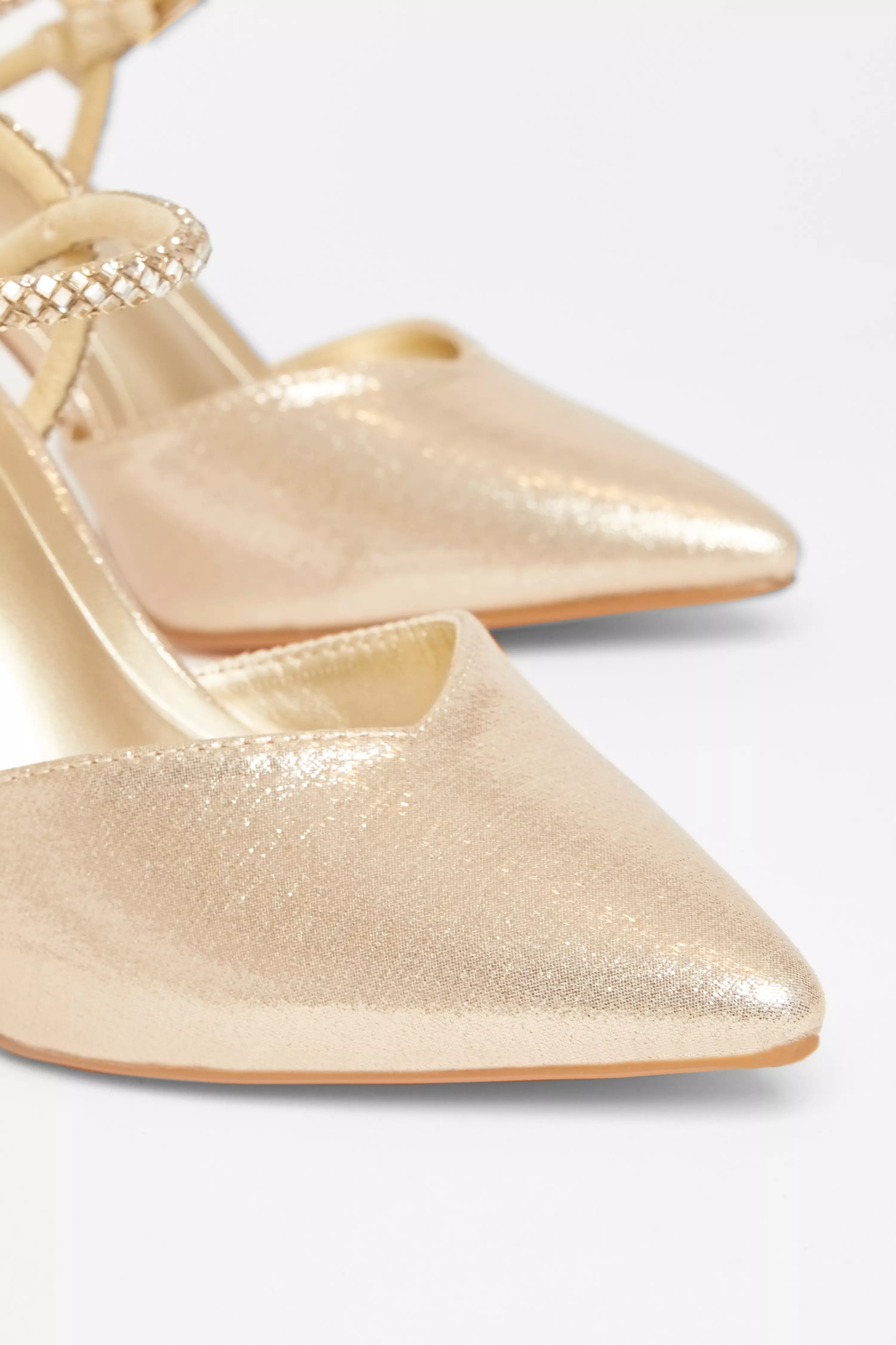 Gold Diamante Strap Court Heels