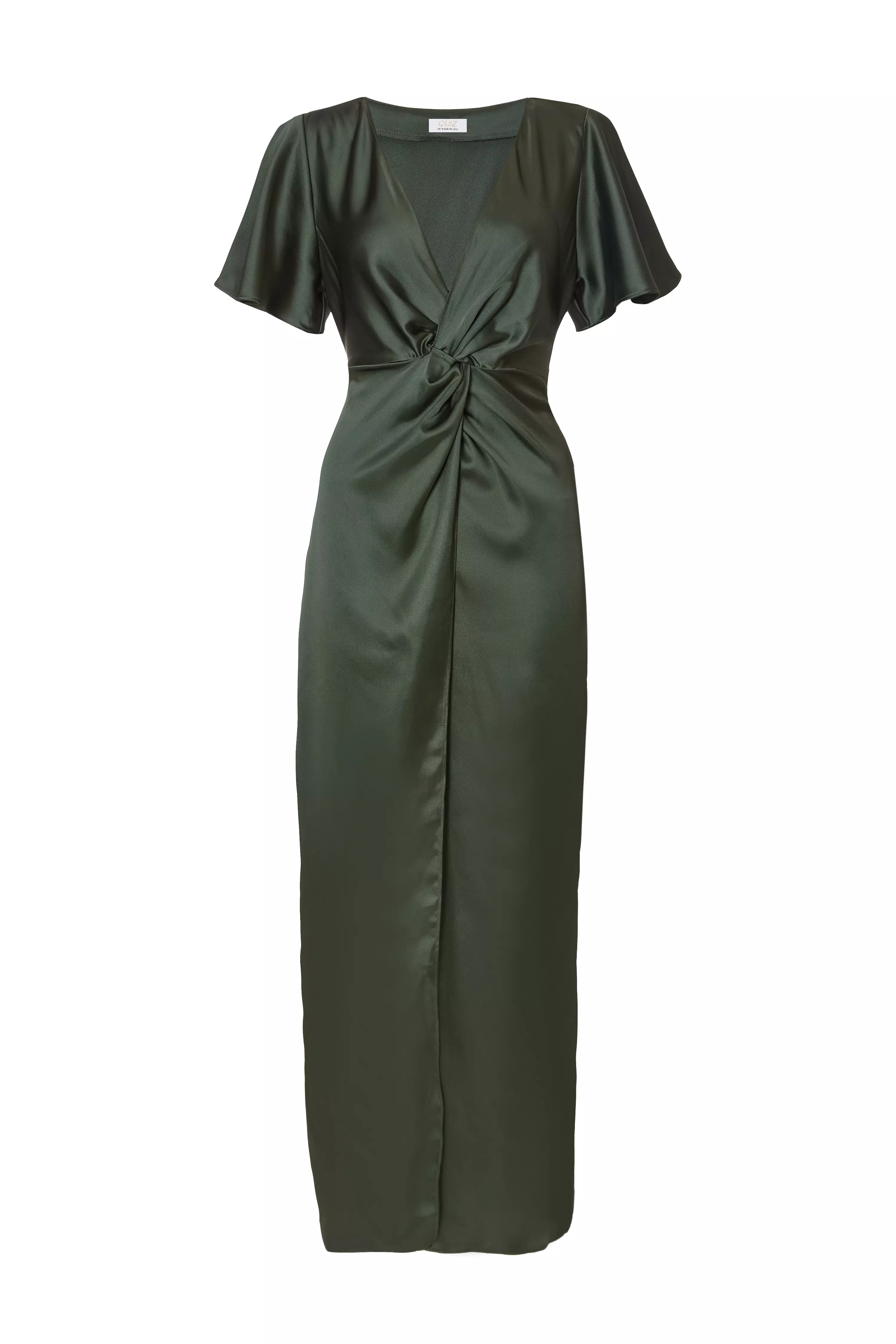 Dark Green Satin Midaxi Dress