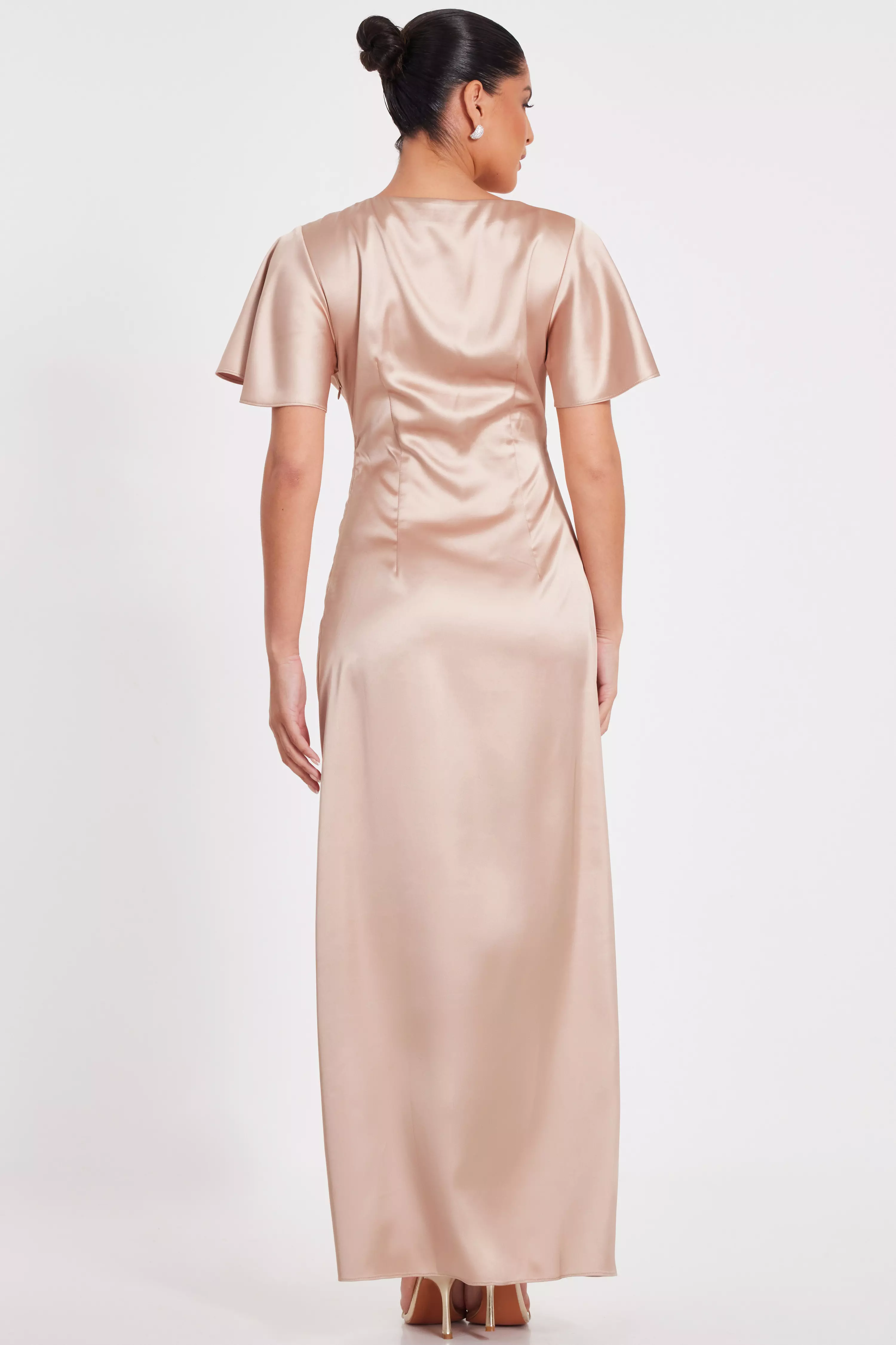 Champagne Knot Front Maxi Dress