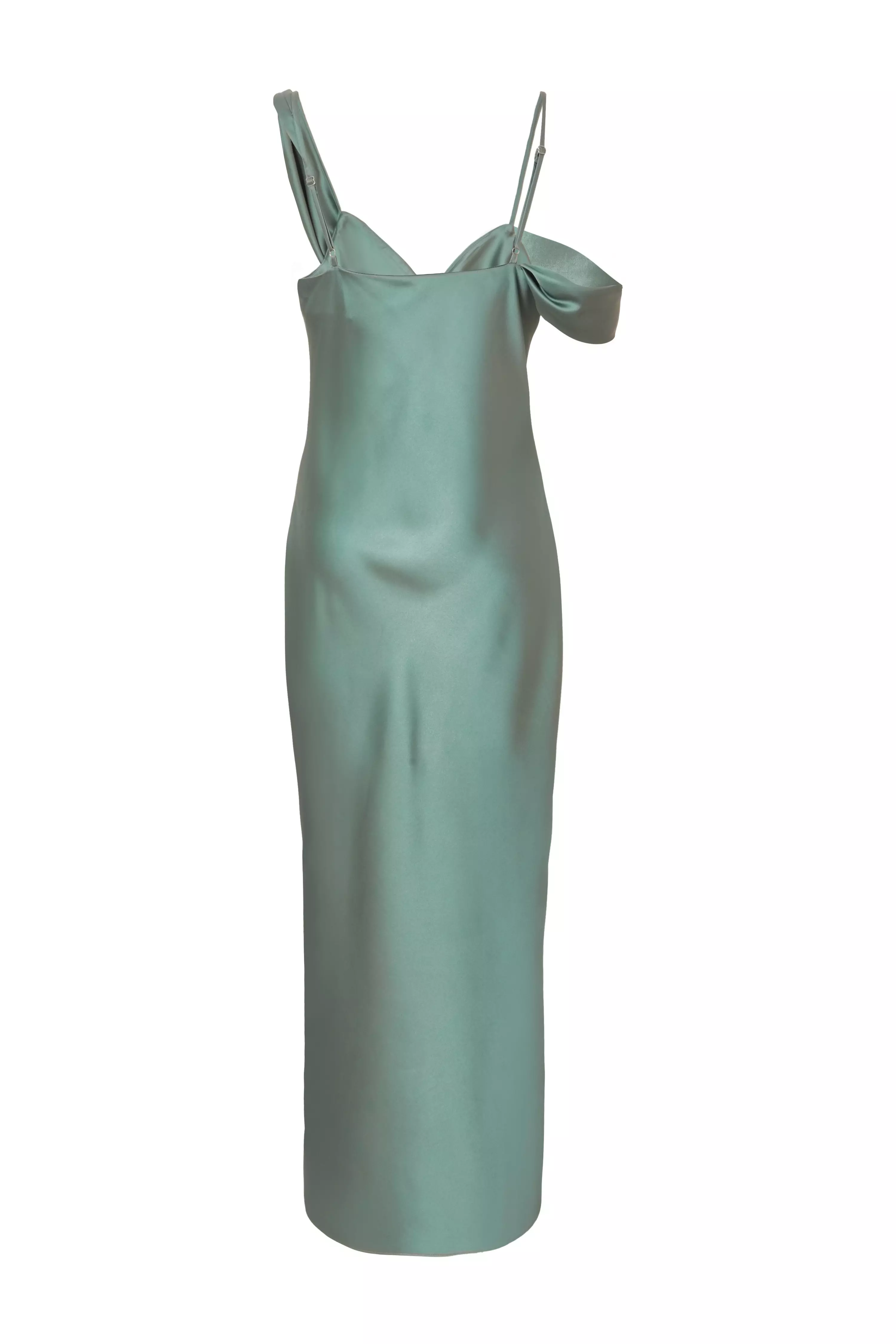 Sage Satin Drop Shoulder Maxi Dress