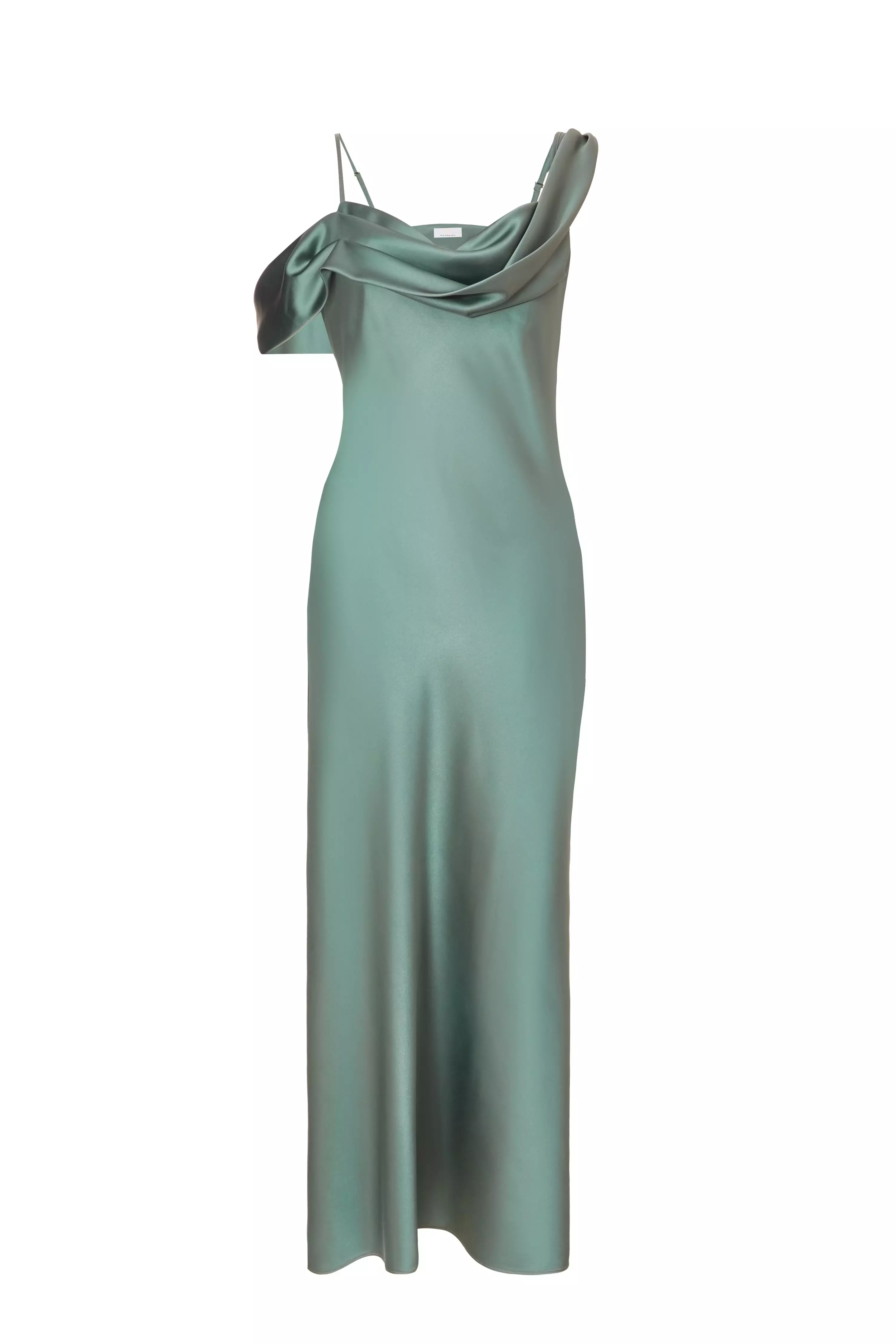 Sage Satin Drop Shoulder Maxi Dress