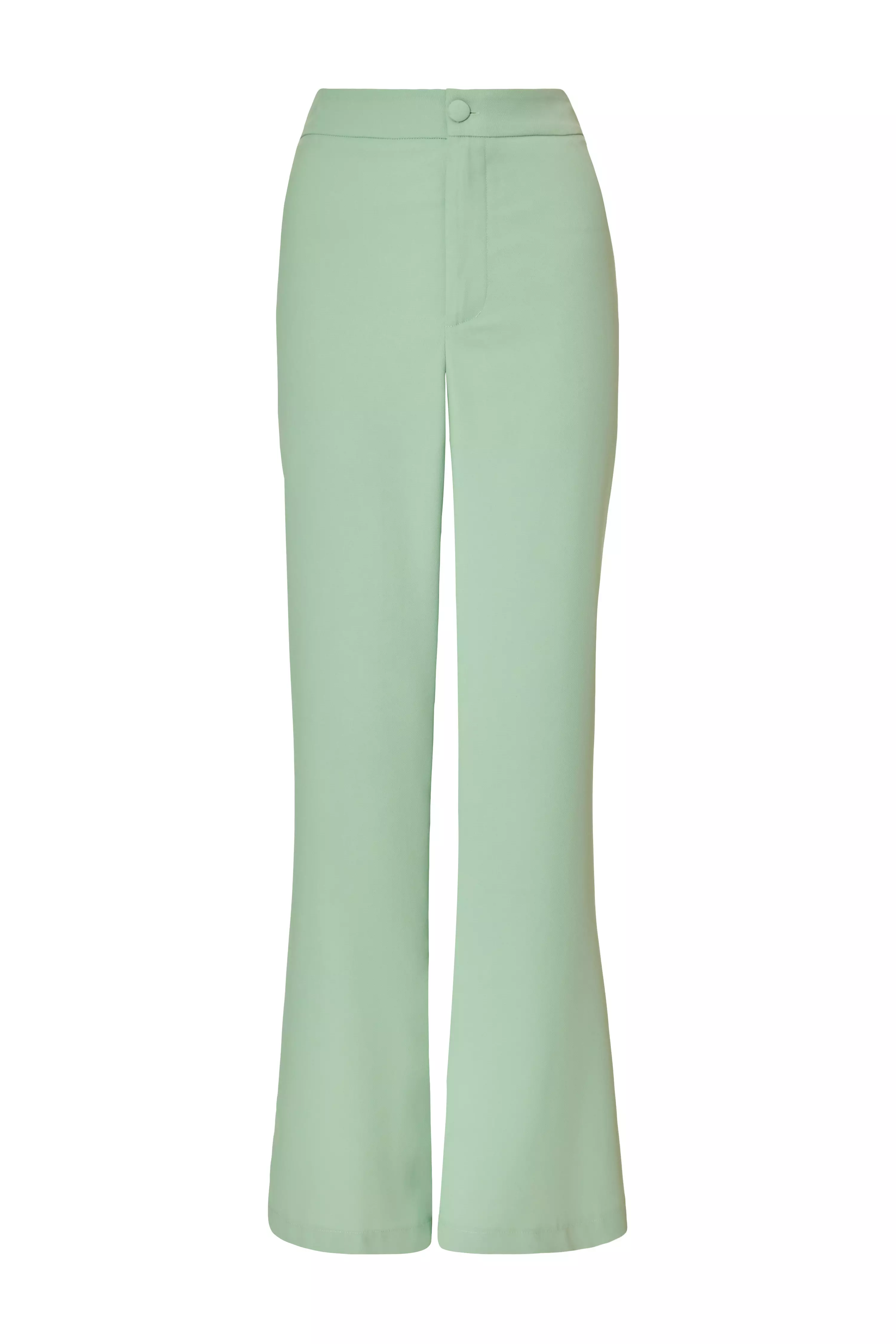 Mint Woven Flared Trousers