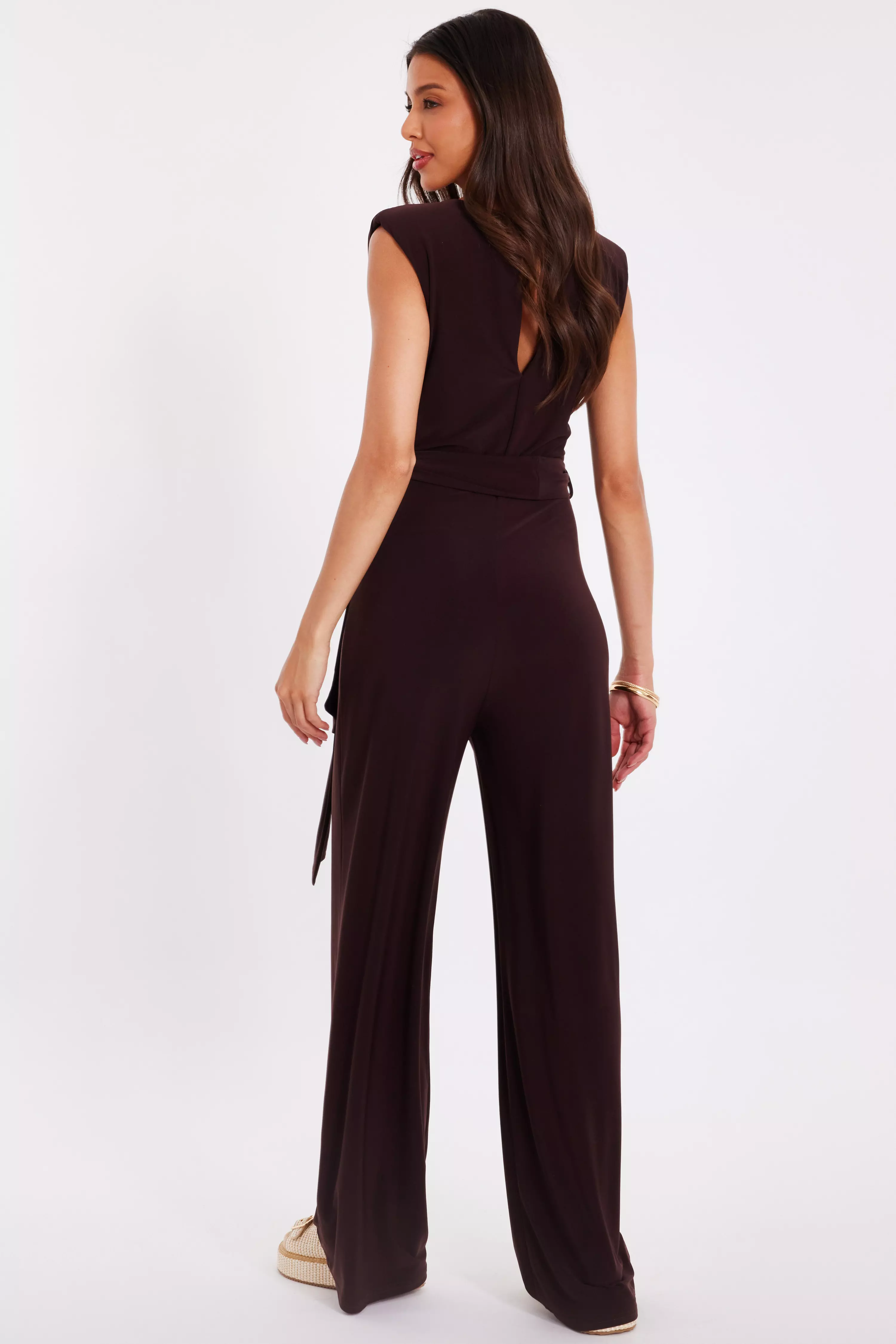 Brown Tie Waist Jumpsuit