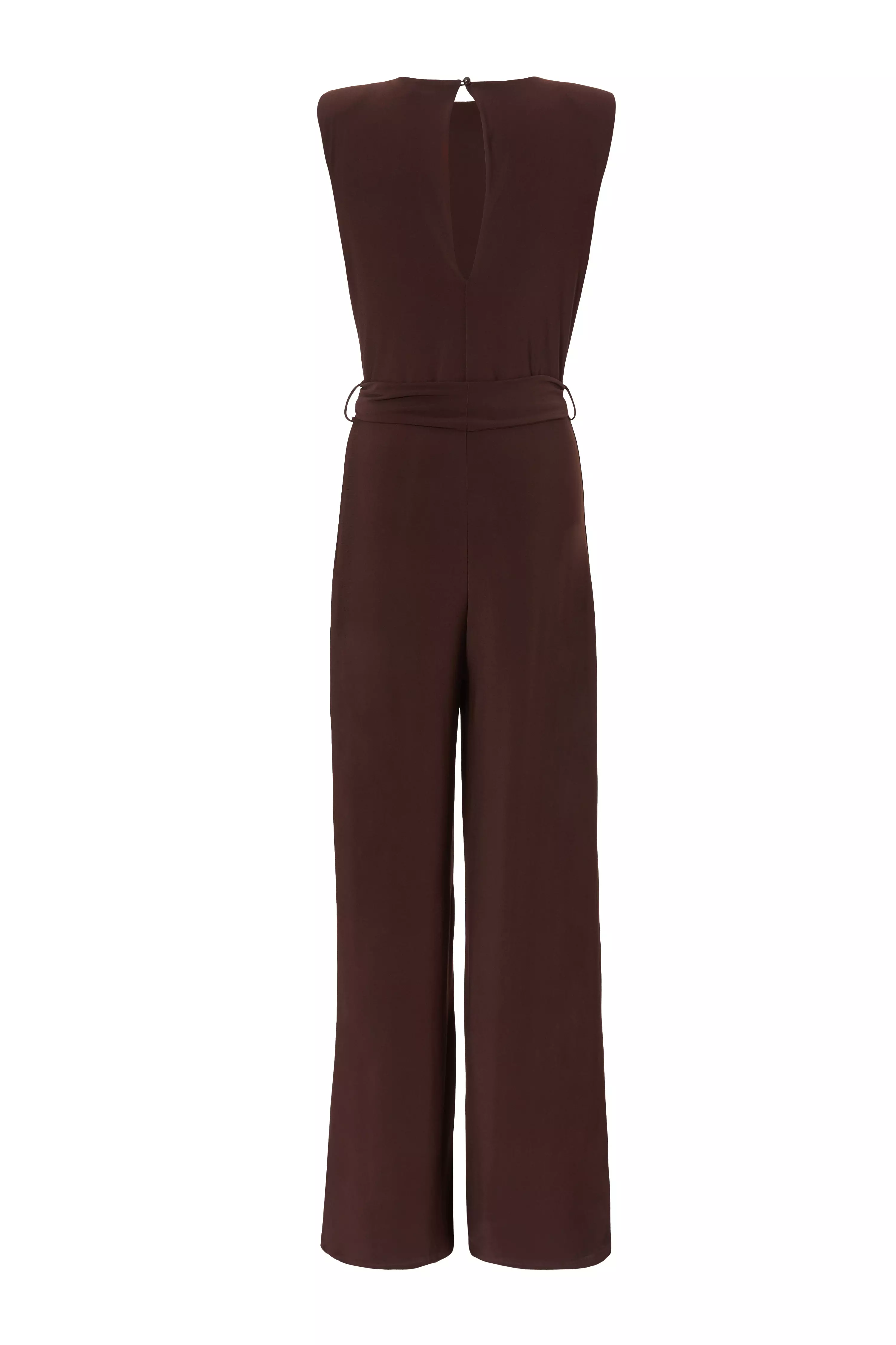 Brown Tie Waist Jumpsuit