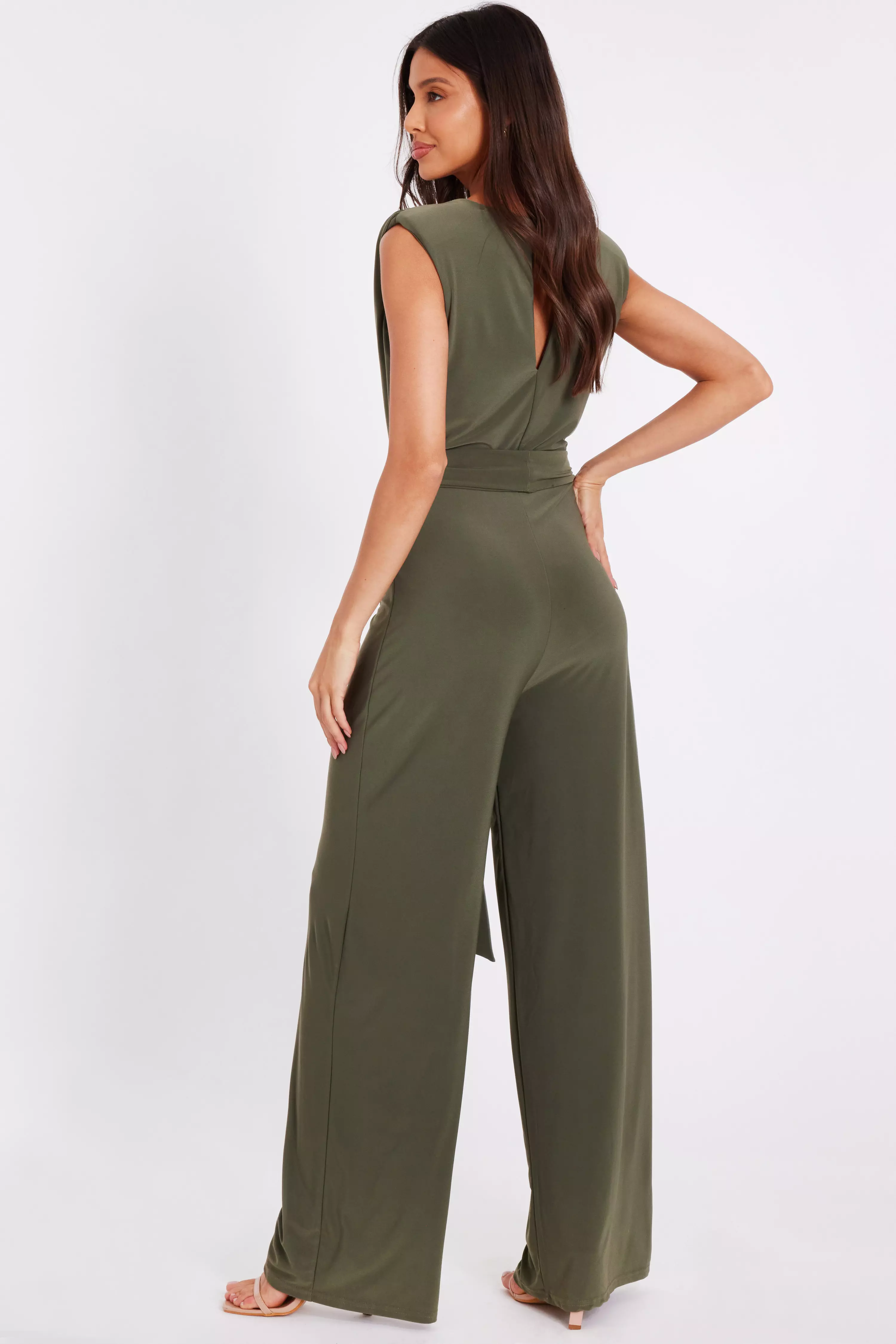 Khaki Tie Waist Jumpsuit