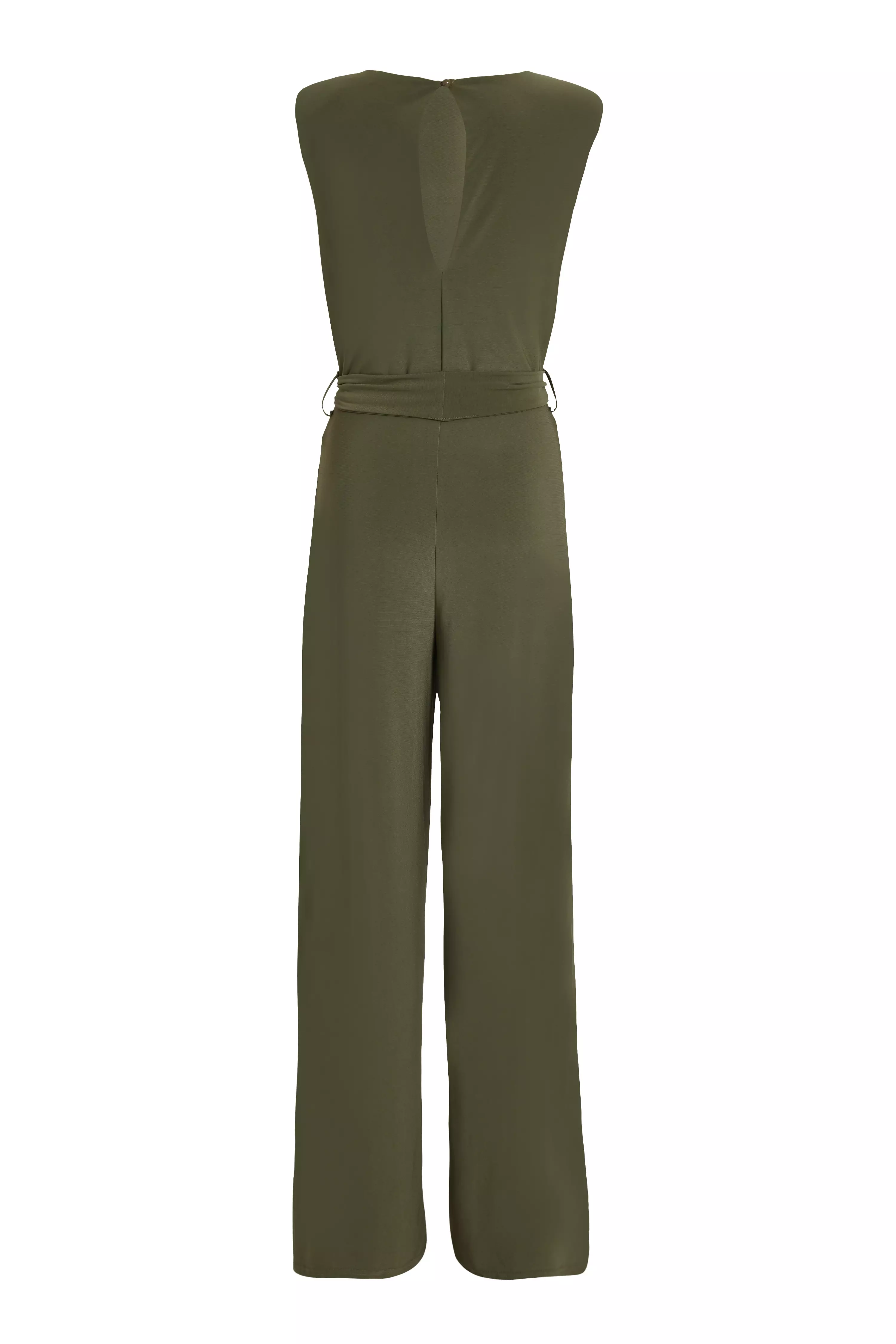 Khaki Tie Waist Jumpsuit