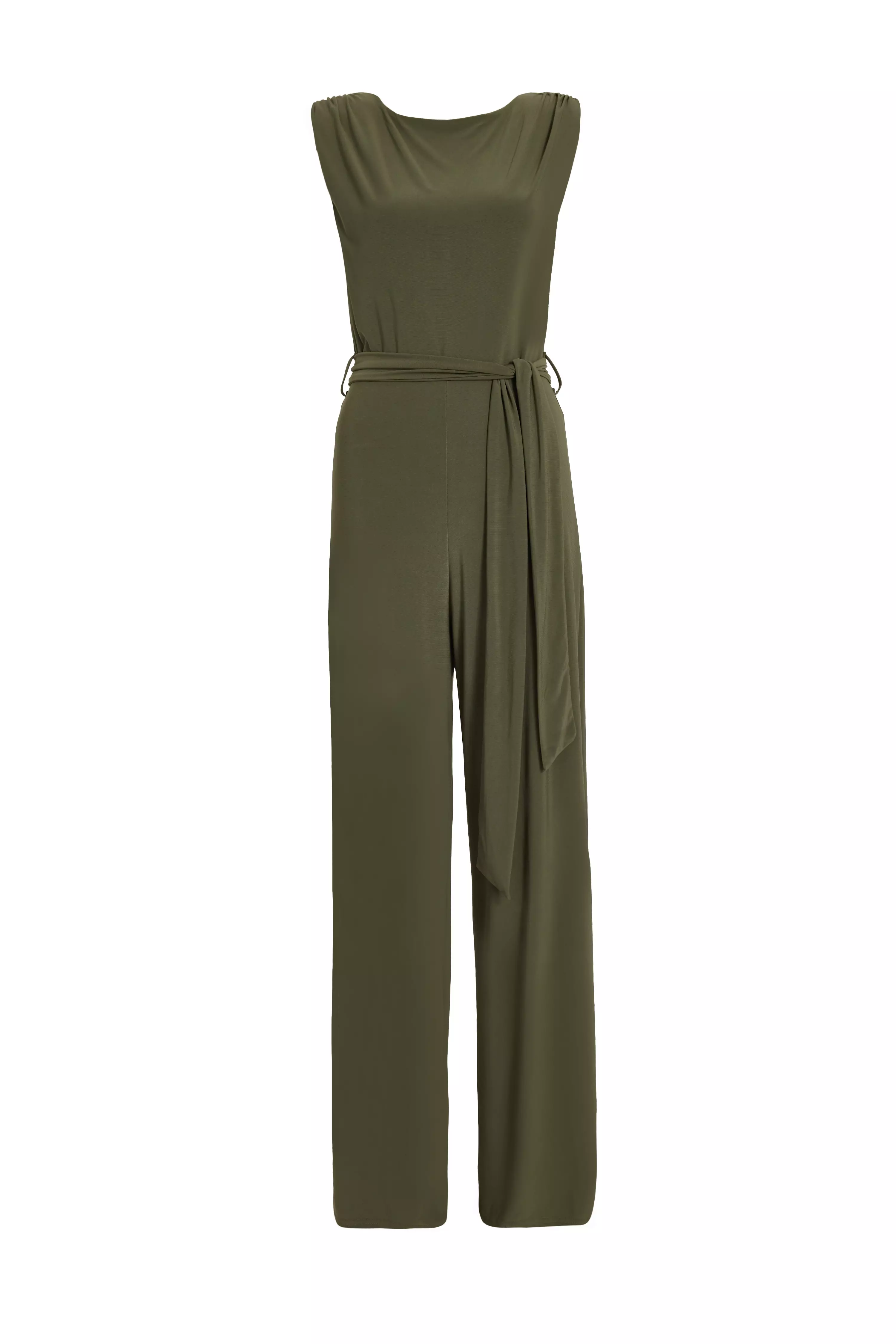 Khaki Tie Waist Jumpsuit