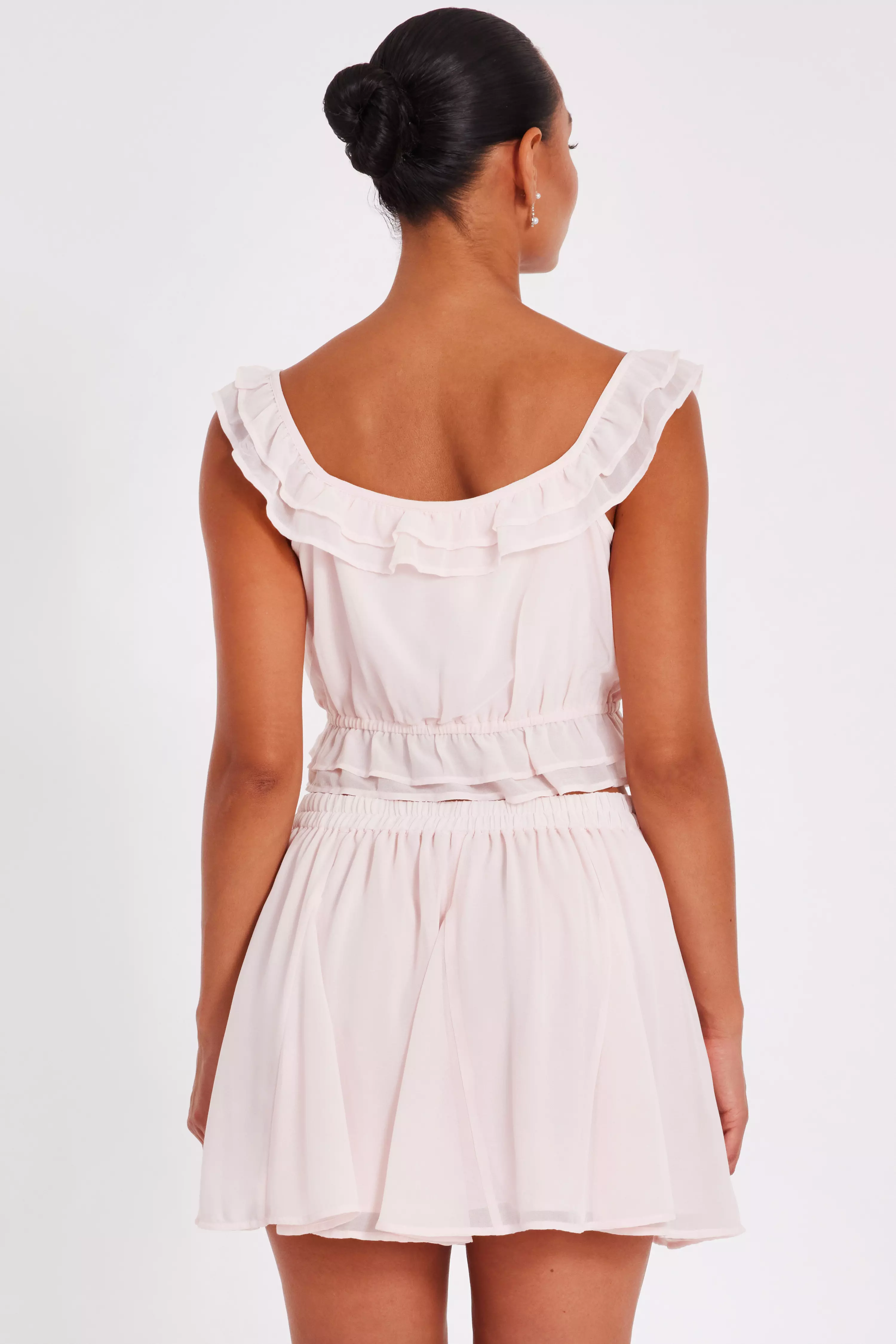 Baby Pink Ruffle Crop Top