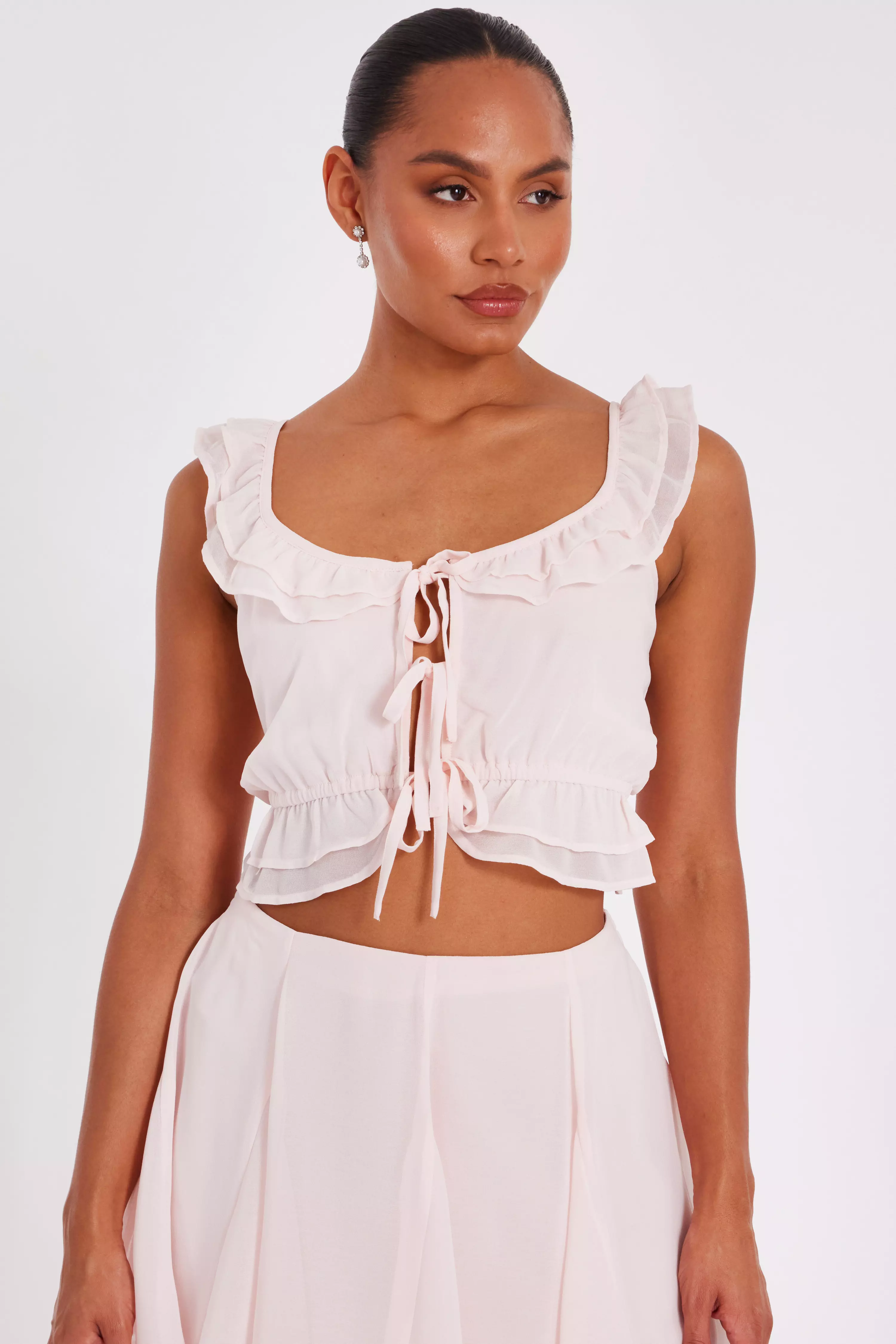 Baby Pink Ruffle Crop Top