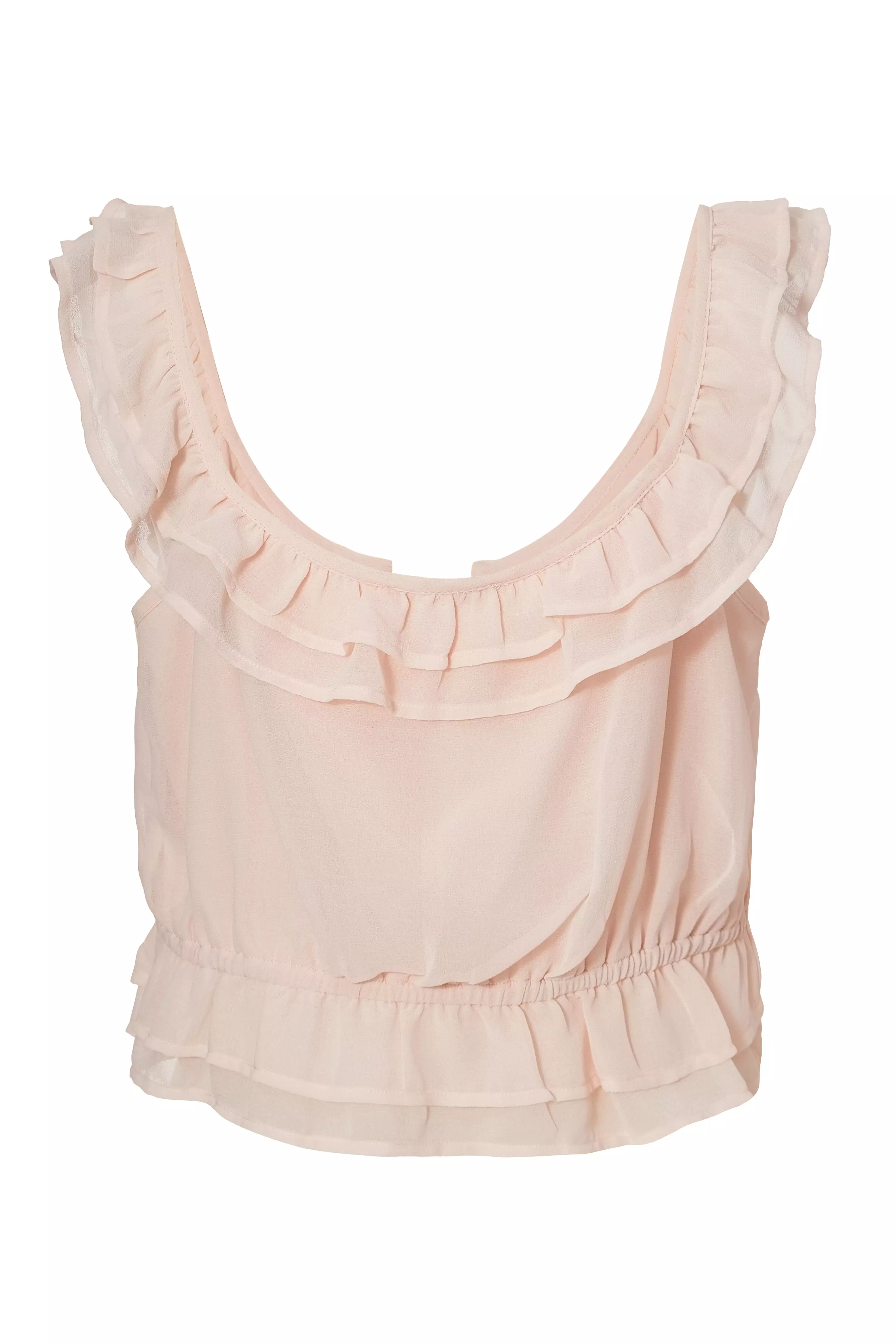 Baby Pink Ruffle Crop Top
