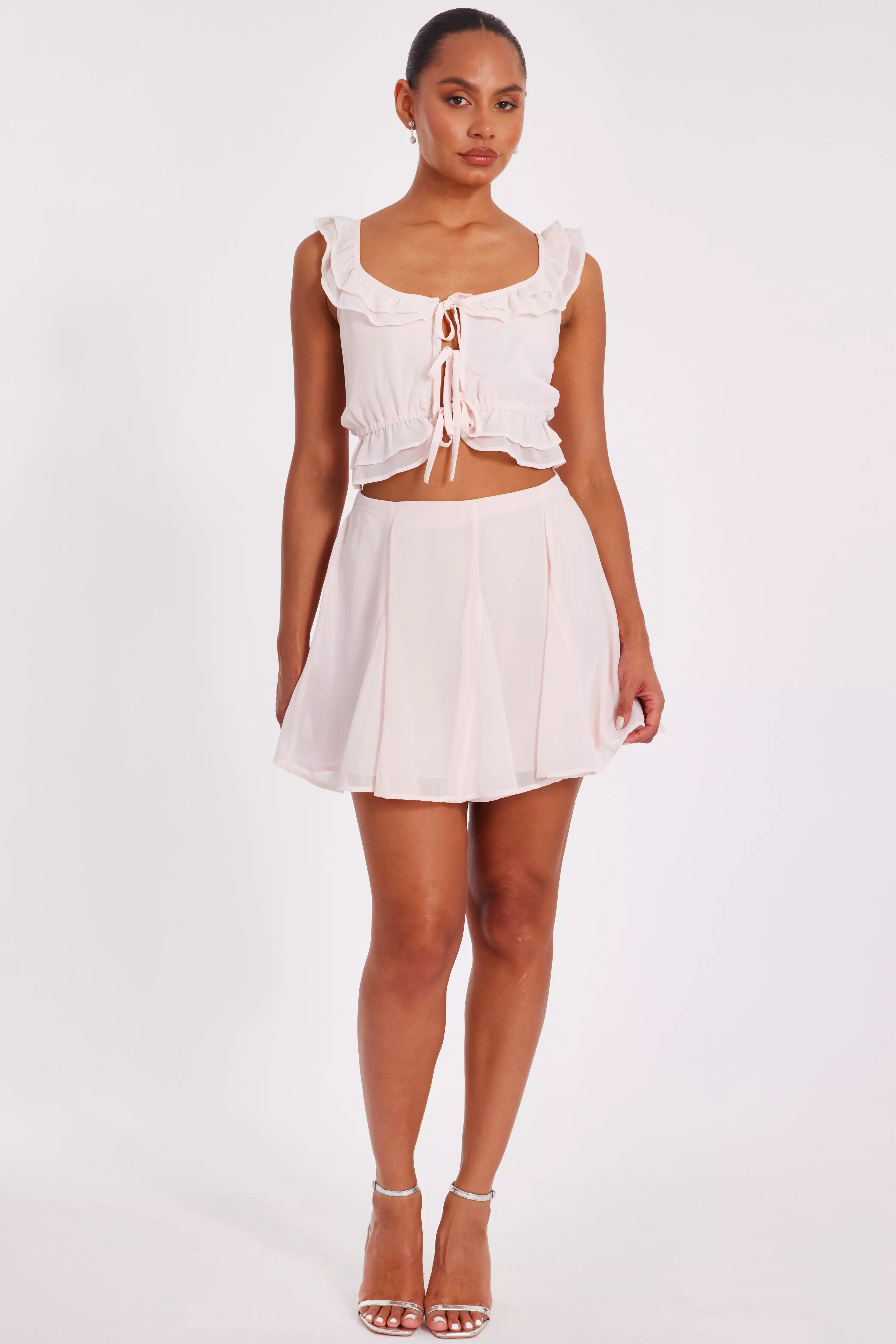Baby Pink Pleated Mini Skirt