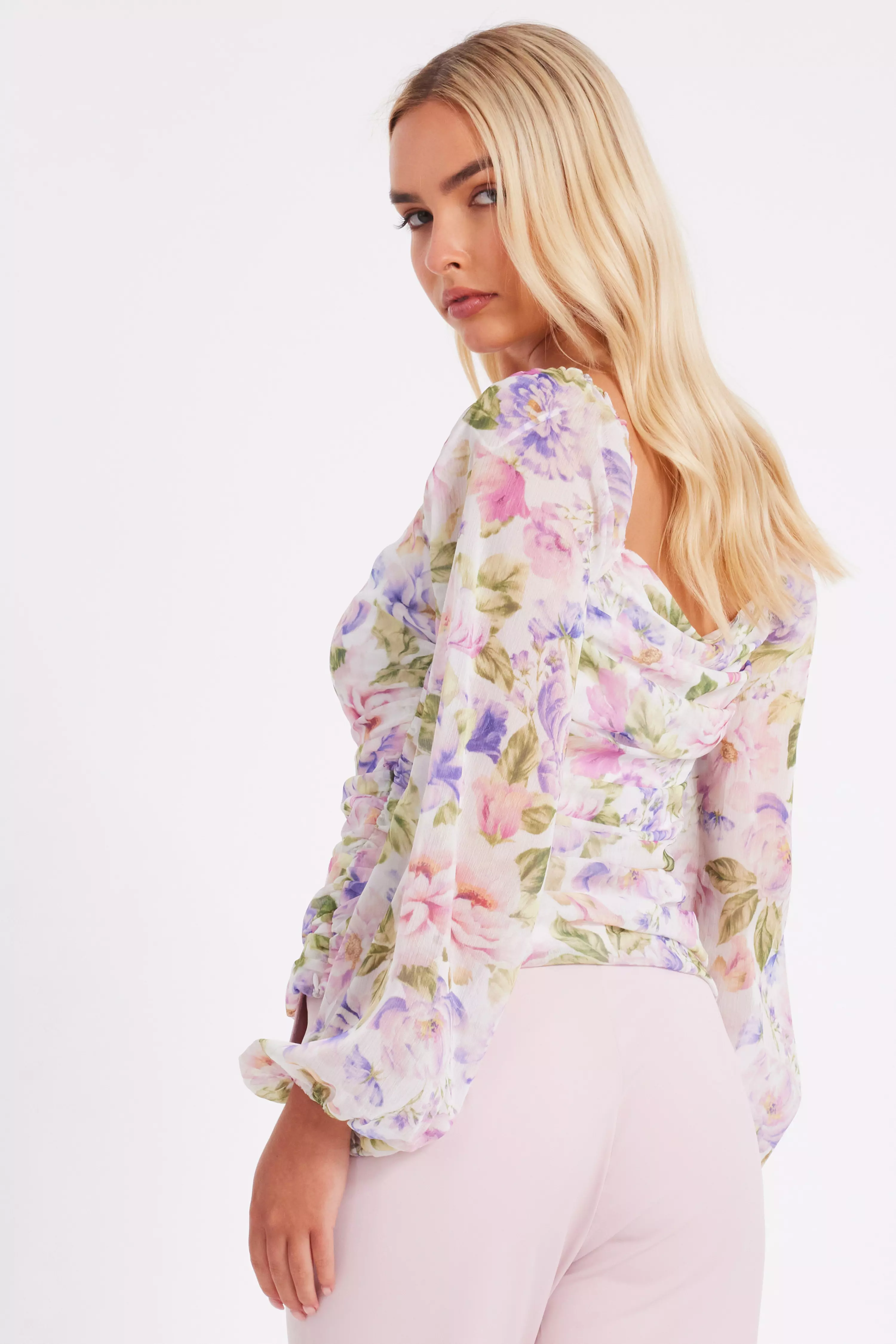 Chiffon Floral Long Sleeve Top