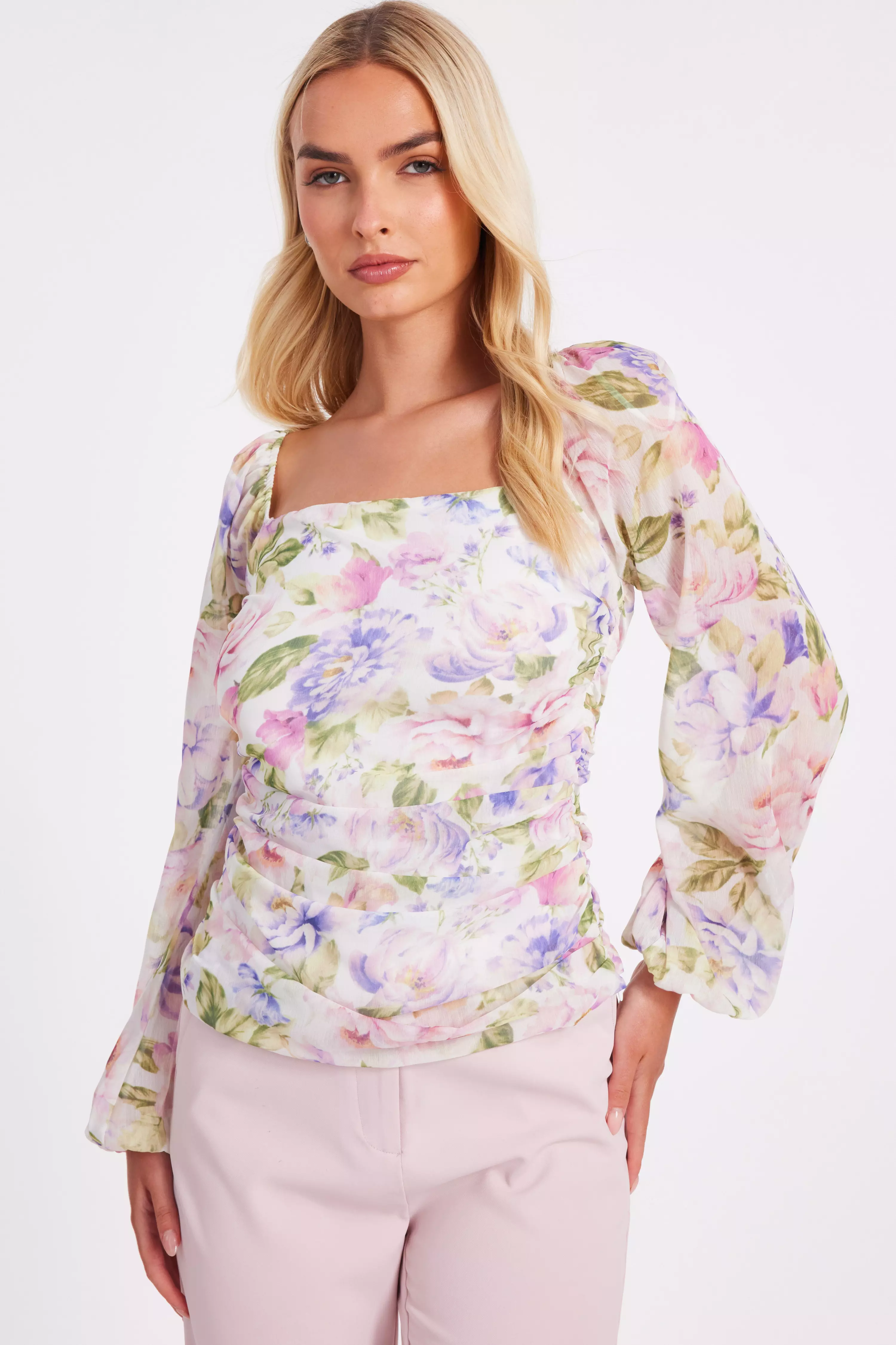 Chiffon Floral Long Sleeve Top