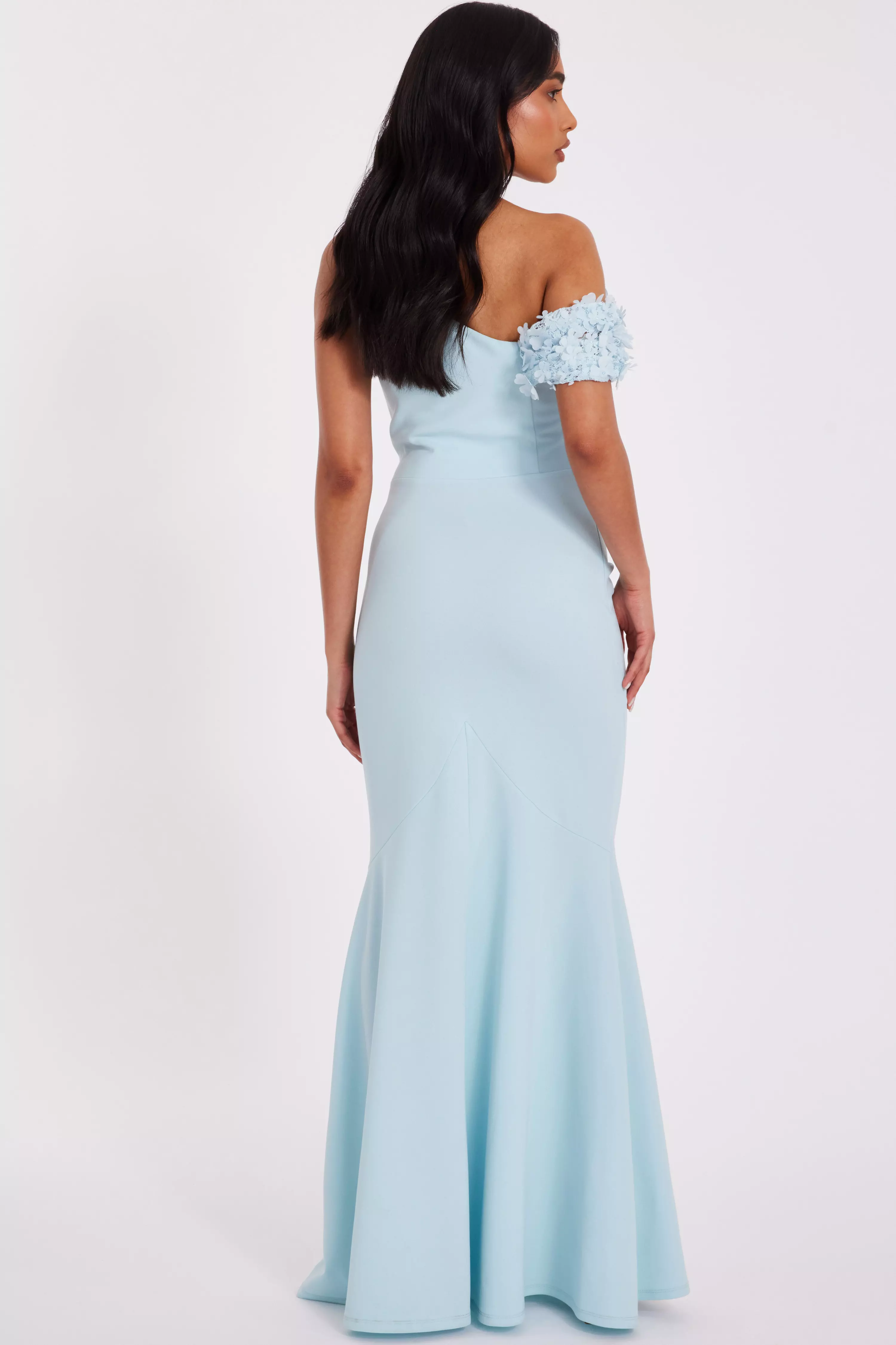 Petite Pale Blue Floral Maxi Dress