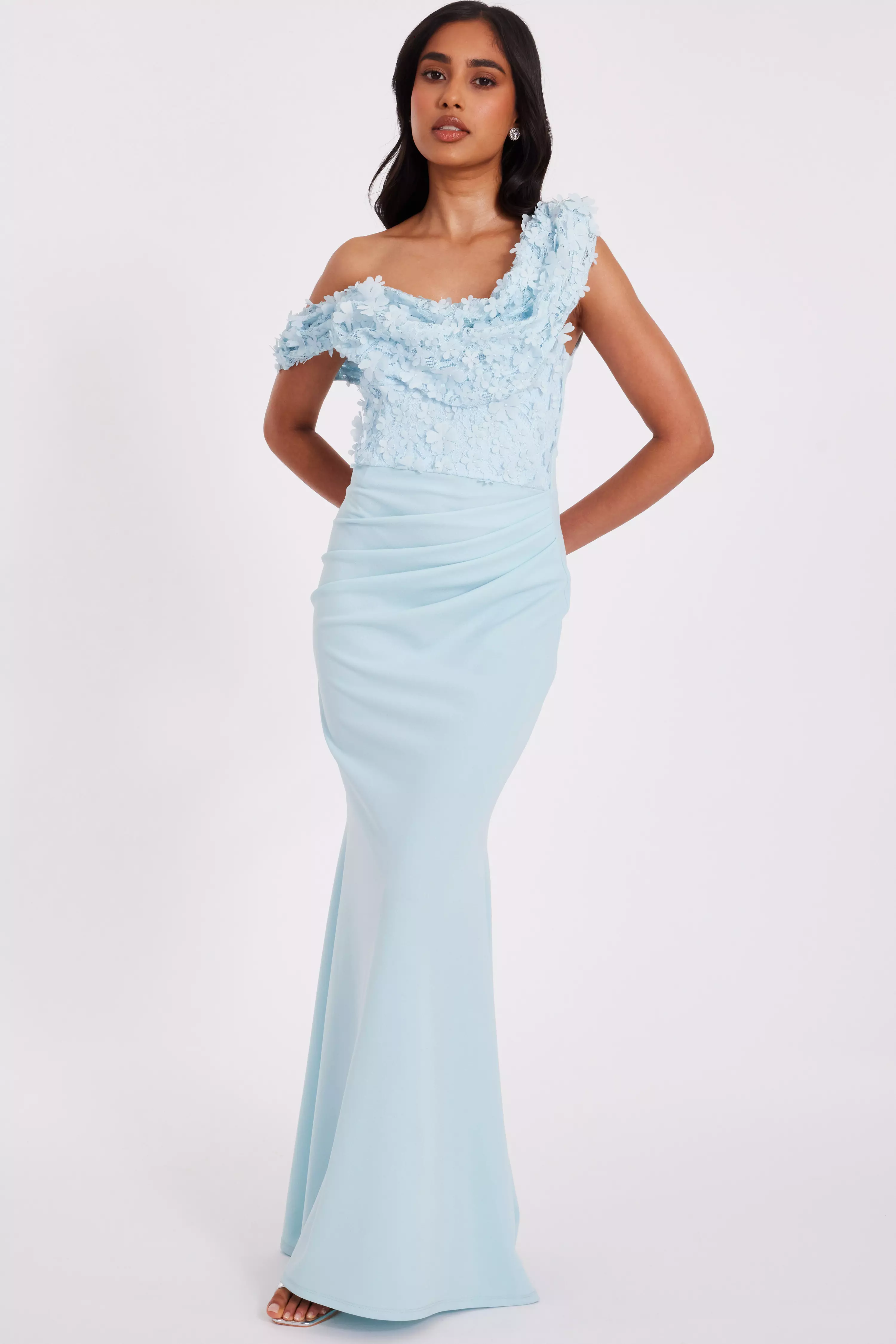 Petite Pale Blue Floral Maxi Dress